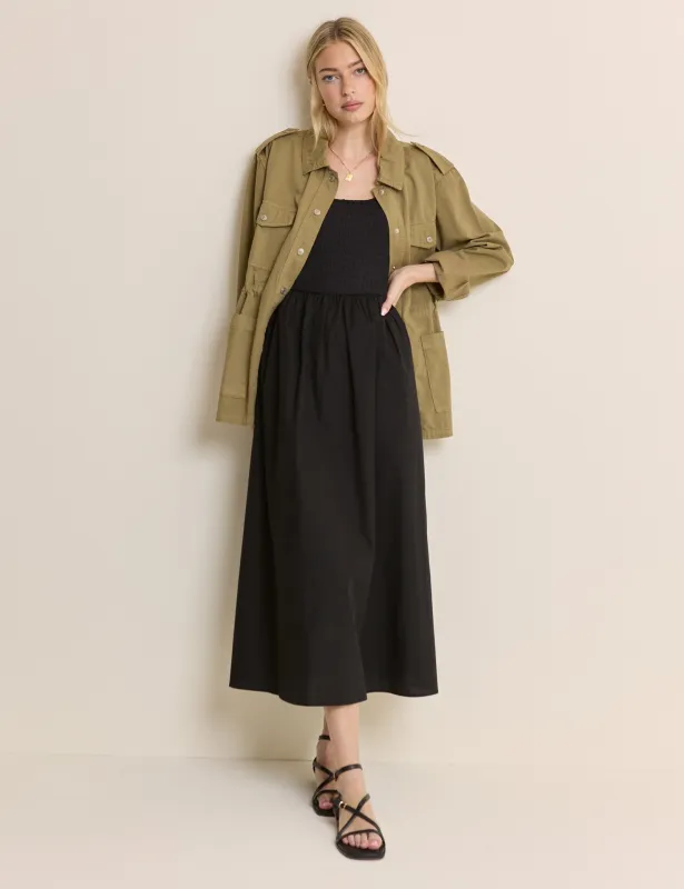 Black Scoop Neck Molly Midi Dress made by Nobody's Child