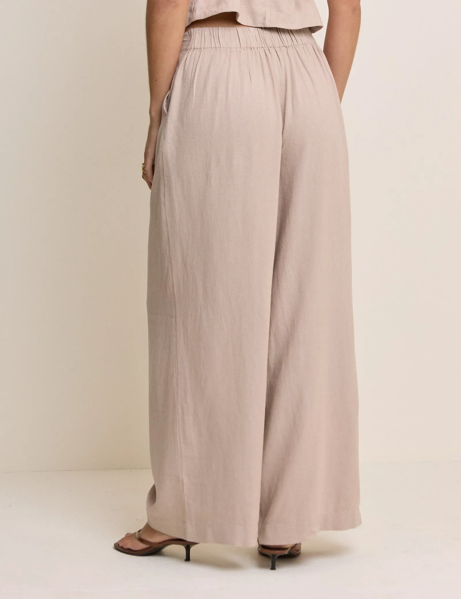 Sand Linen-Blend Silsoe Clean Wide Leg Trousers sold by Nobody's Child product image thumbnail 5
