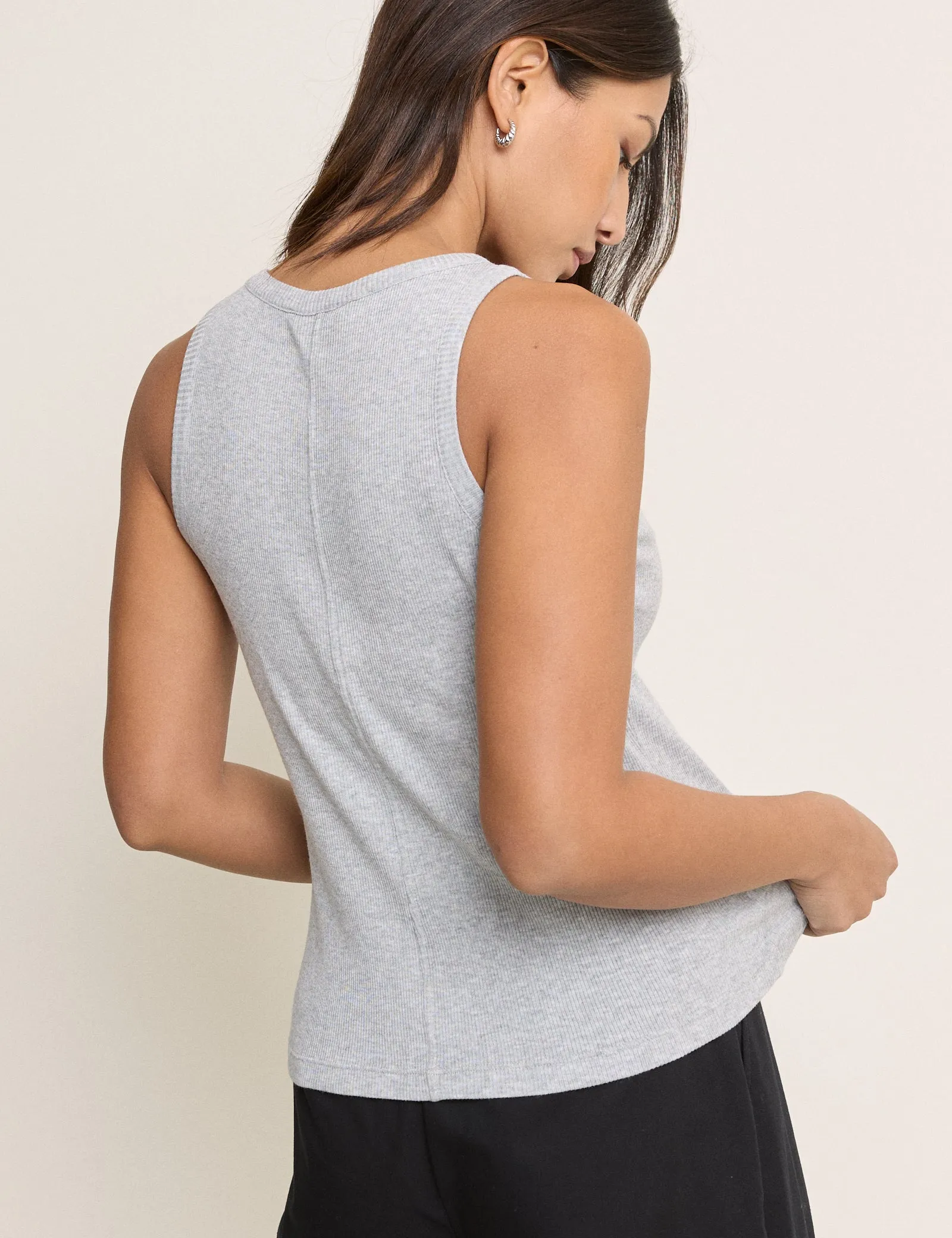 Grey Ribbed Modal Henley Vest sold by Nobody's Child product image thumbnail 5