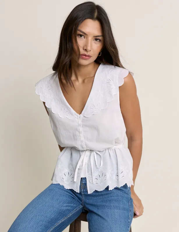 White Frill Broderie Collar Simon Top made by Nobody's Child