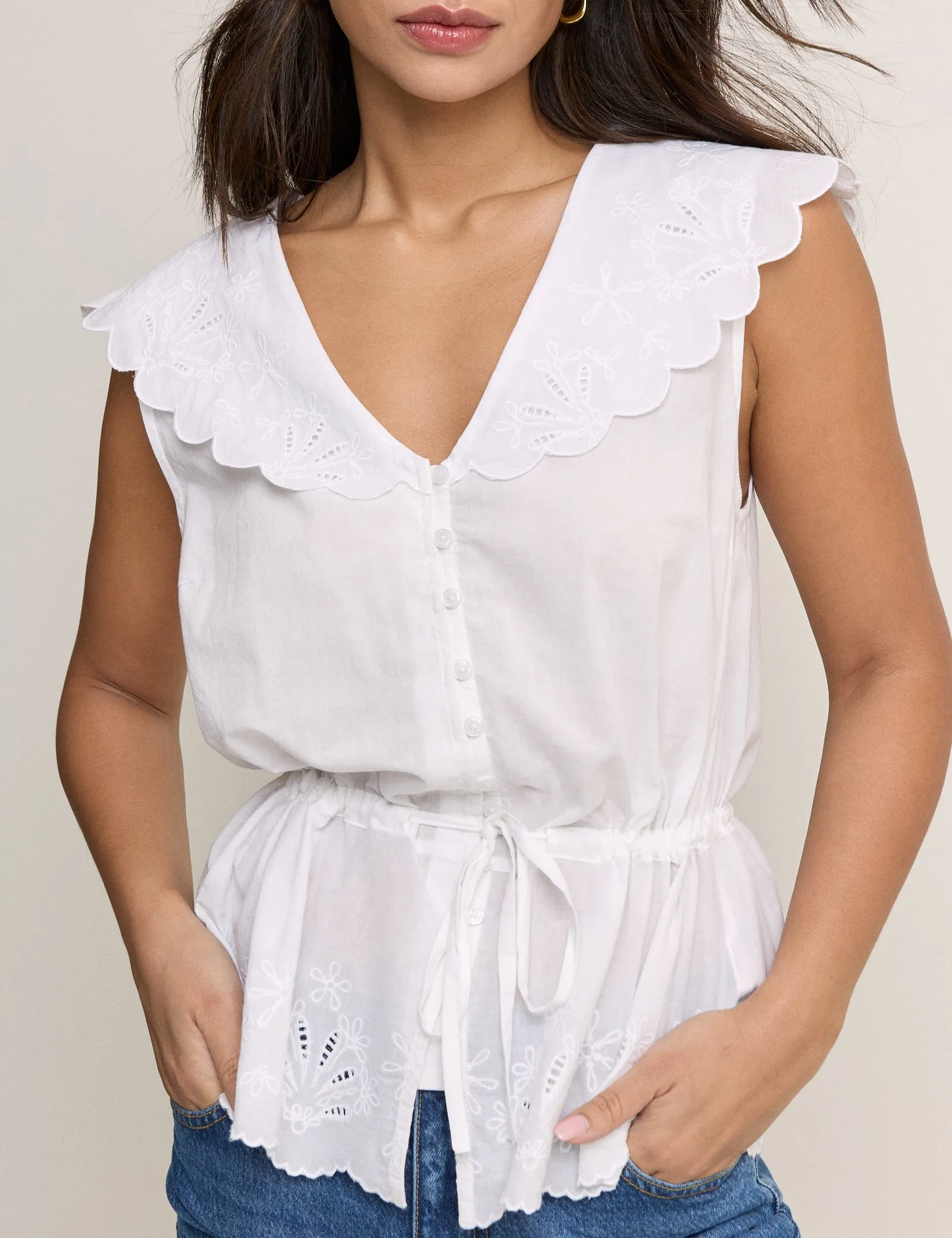 White Frill Broderie Collar Simon Top sold by Nobody's Child product image thumbnail 2