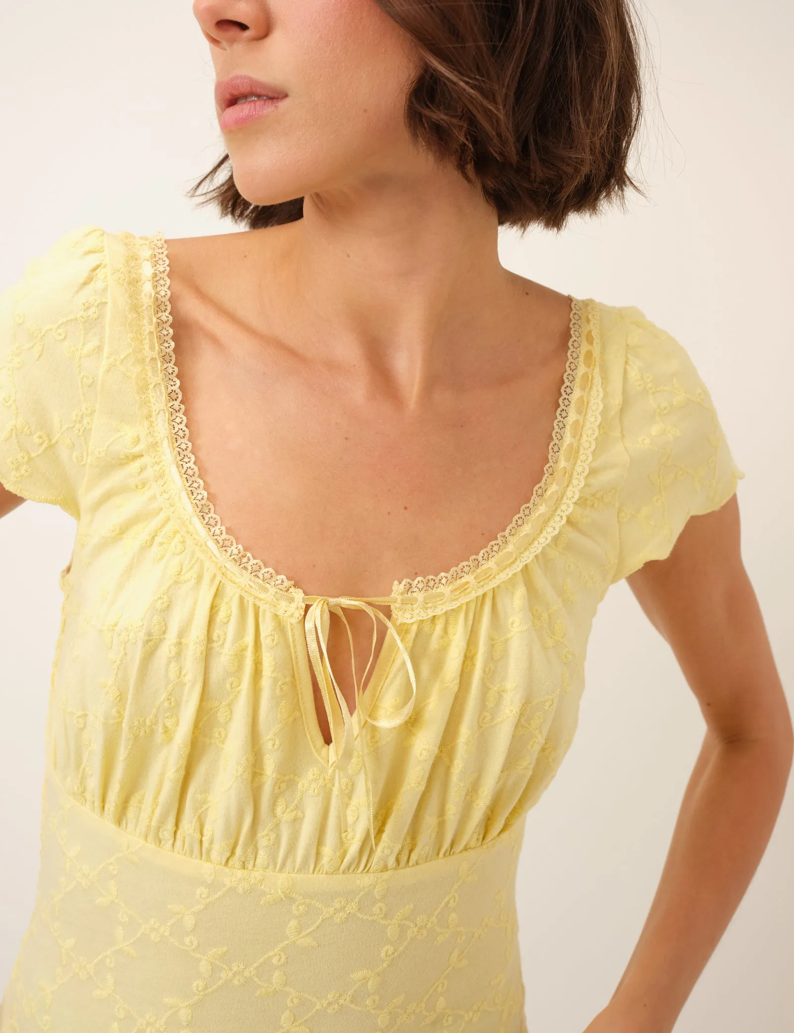 Yellow Broderie Milkmaid Jersey Top sold by Nobody's Child product image thumbnail 2