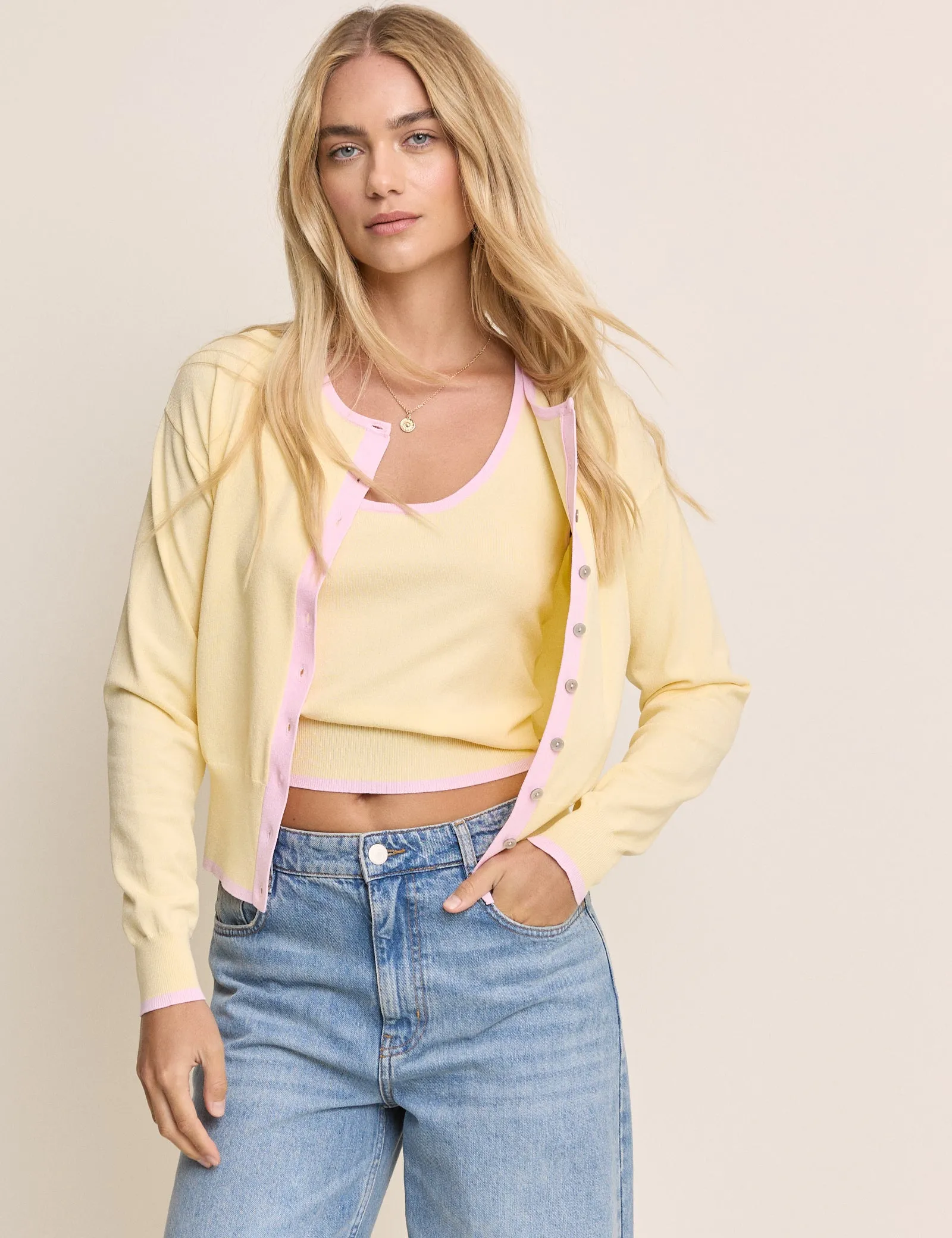 Butter Yellow Crew Neck Cardigan sold by Nobody's Child product image thumbnail 3