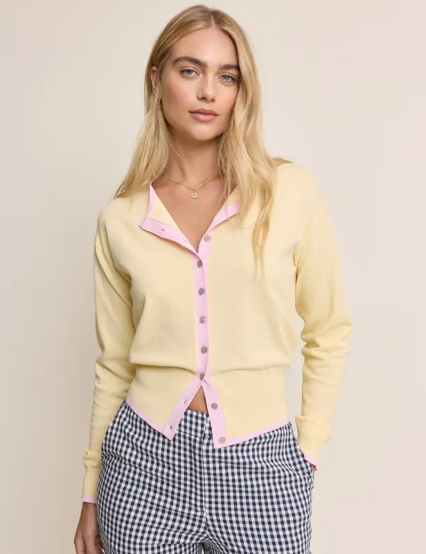 Butter Yellow Crew Neck Cardigan made by Nobody's Child
