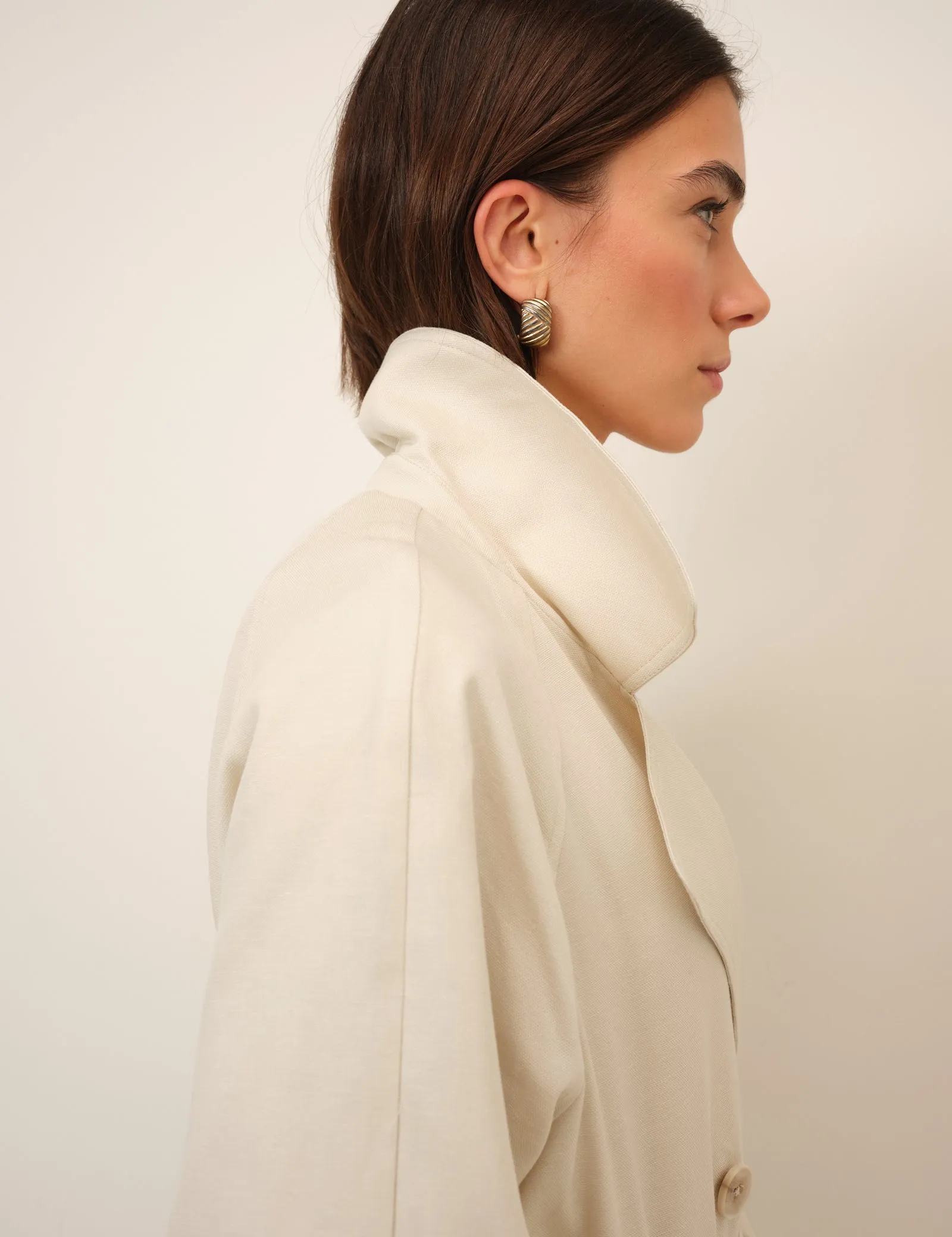 Cream Double-Breasted Lightweight Trench Coat sold by Nobody's Child product image thumbnail 4