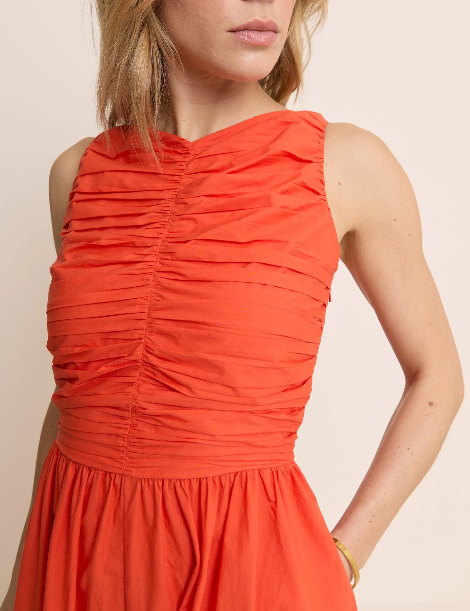 Orange Ruched Monica Midi Dress sold by Nobody's Child product image thumbnail 2