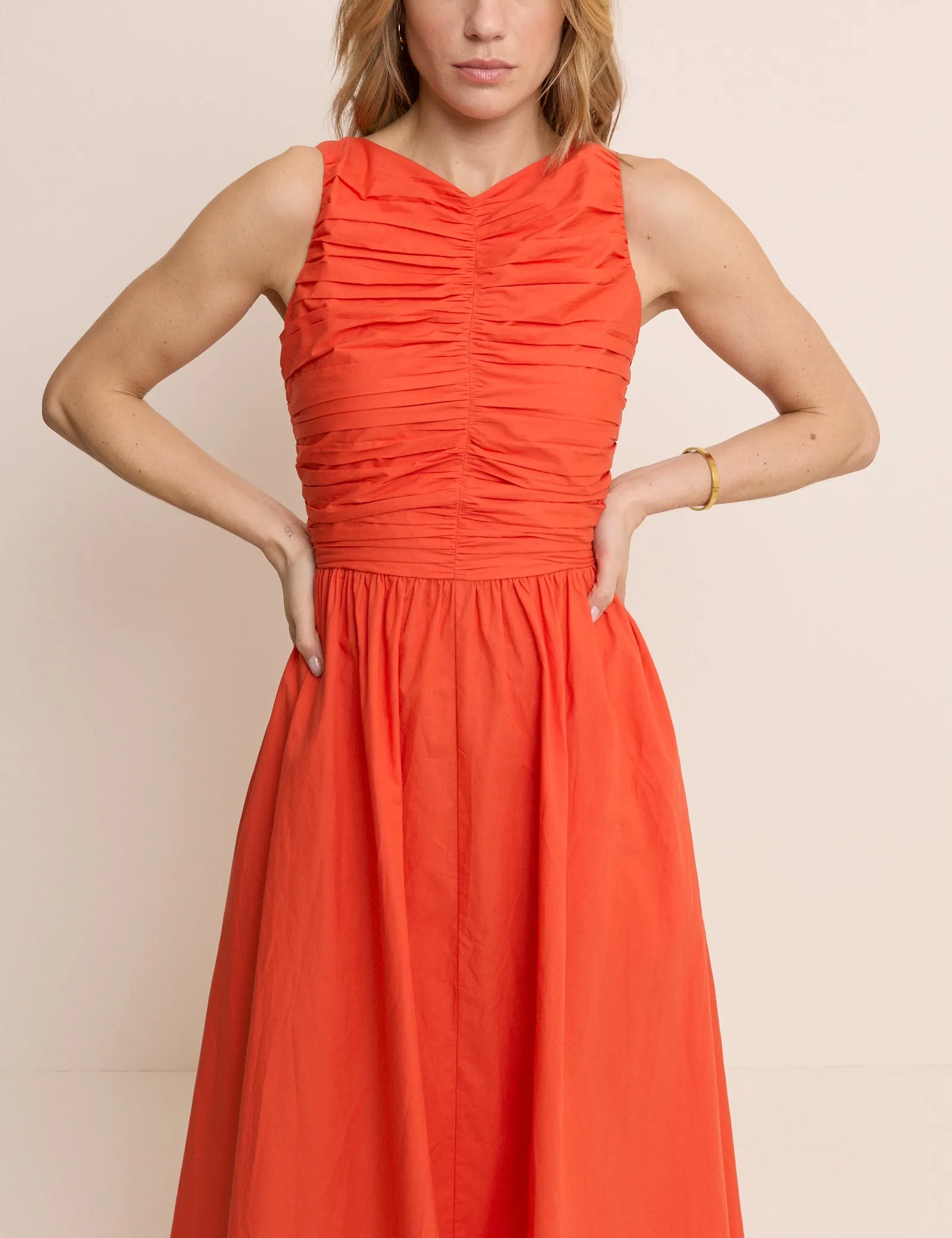 Orange Ruched Monica Midi Dress sold by Nobody's Child product image thumbnail 4