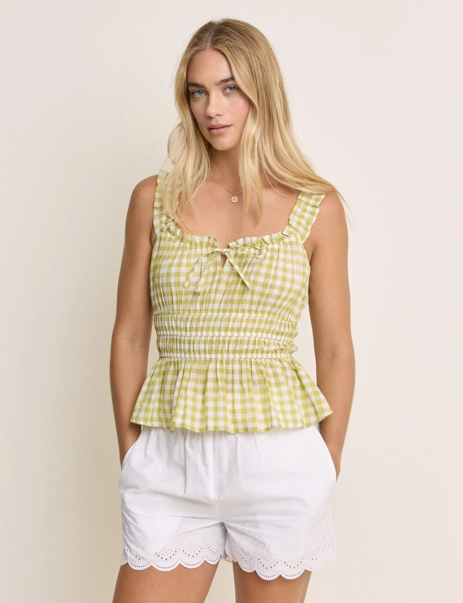 Yellow Gingham Milkmaid Top sold by Nobody's Child product image thumbnail 4