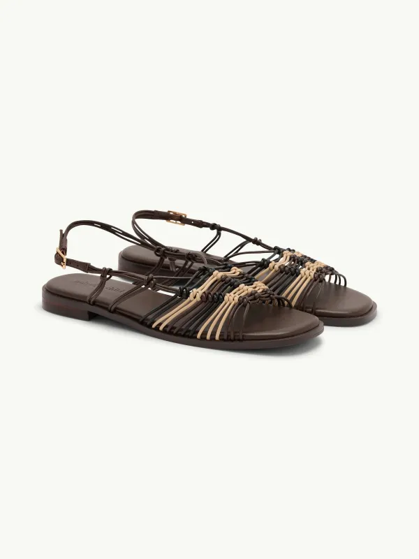 Brown and Gold Leather Strappy Sandals made by Nobody's Child