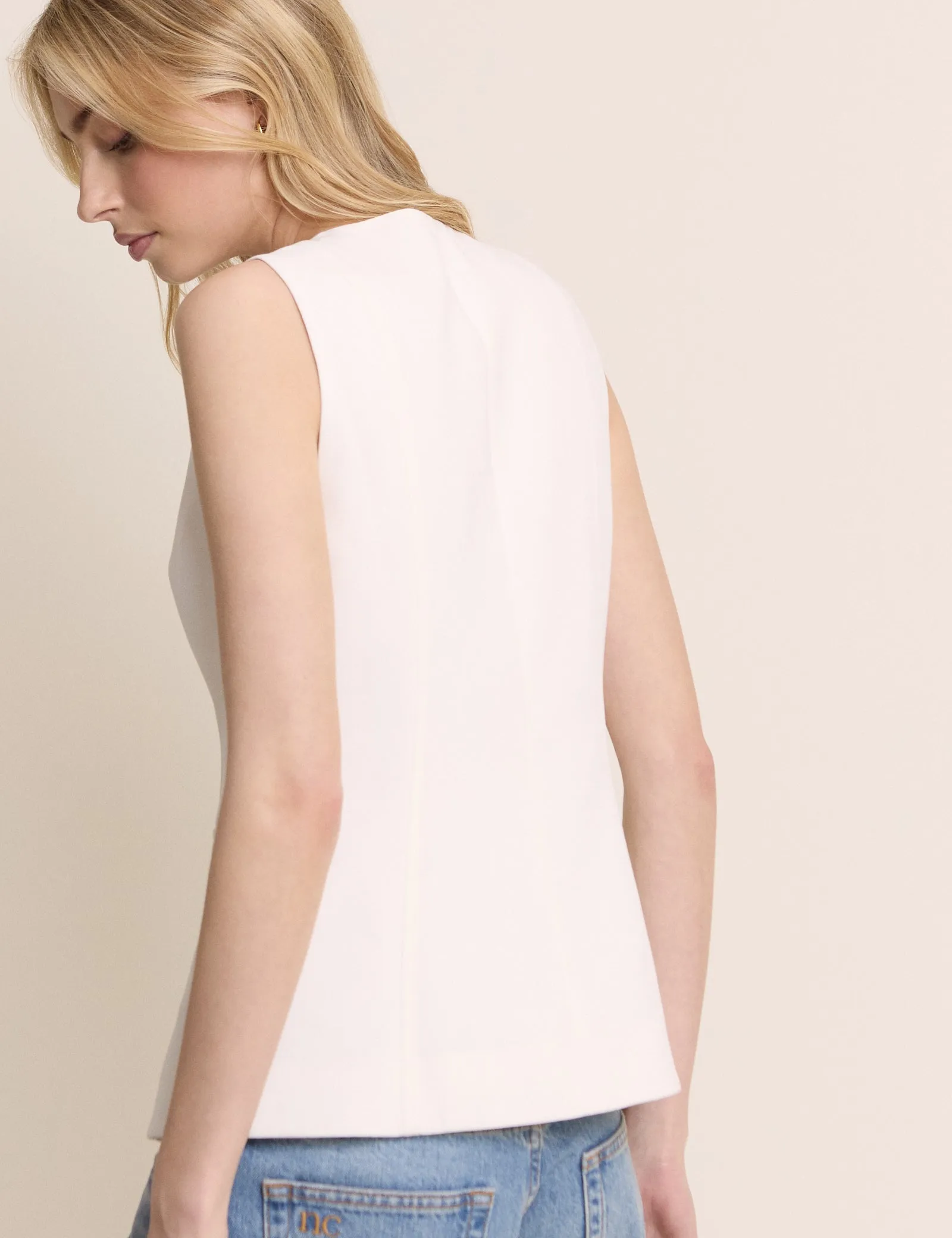 White Crew Neck Longline Waistcoat sold by Nobody's Child product image thumbnail 5