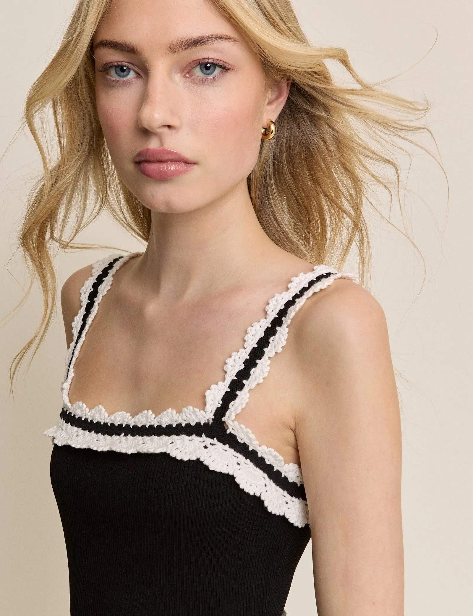 Black Crochet Trim Midi Dress sold by Nobody's Child product image thumbnail 2