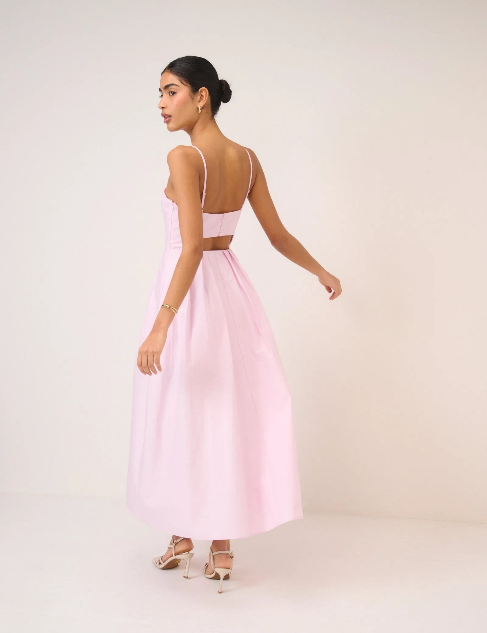 Pink Strappy Pleated Bonita Maxi Dress sold by Nobody's Child product image thumbnail 4
