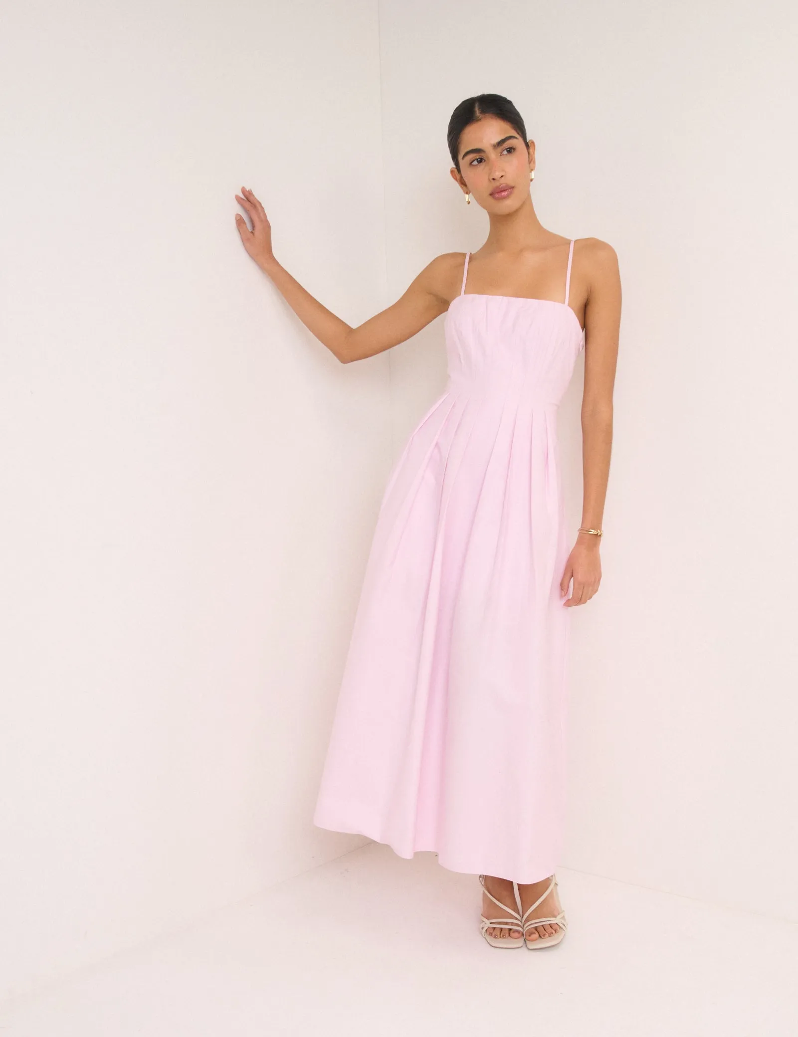 Pink Strappy Pleated Bonita Maxi Dress sold by Nobody's Child