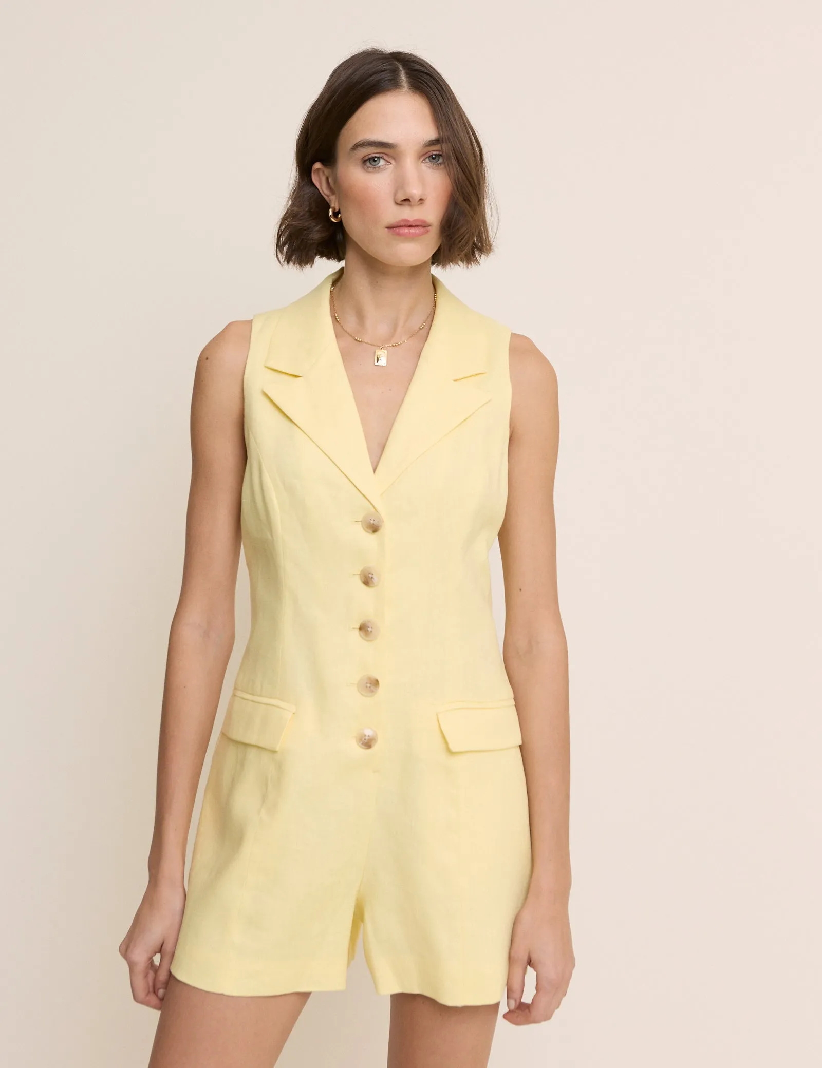 Butter Yellow Tailored Playsuit sold by Nobody's Child product image thumbnail 3