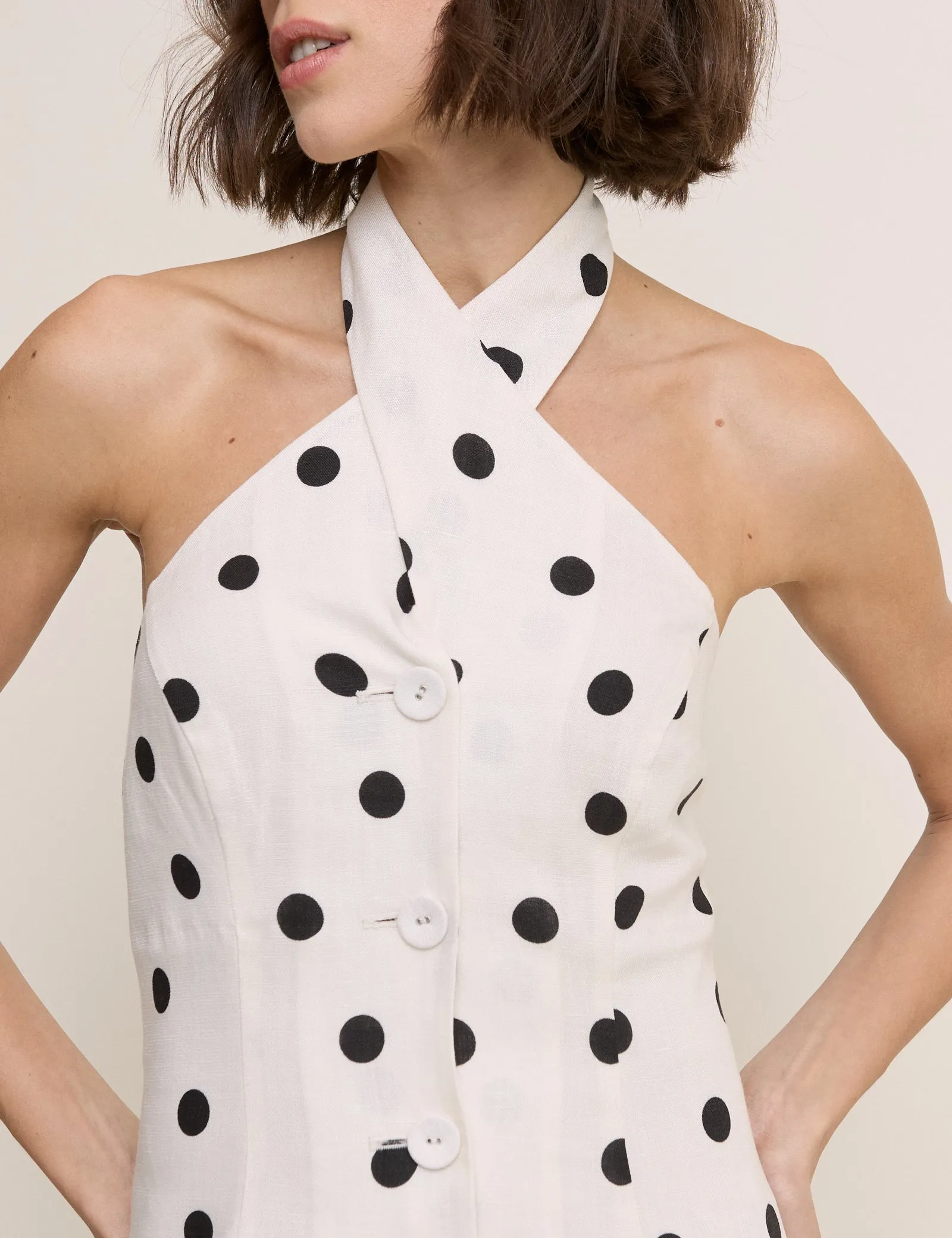 Polka Dot Wrap Neck Tailored Midi Dress sold by Nobody's Child product image thumbnail 4