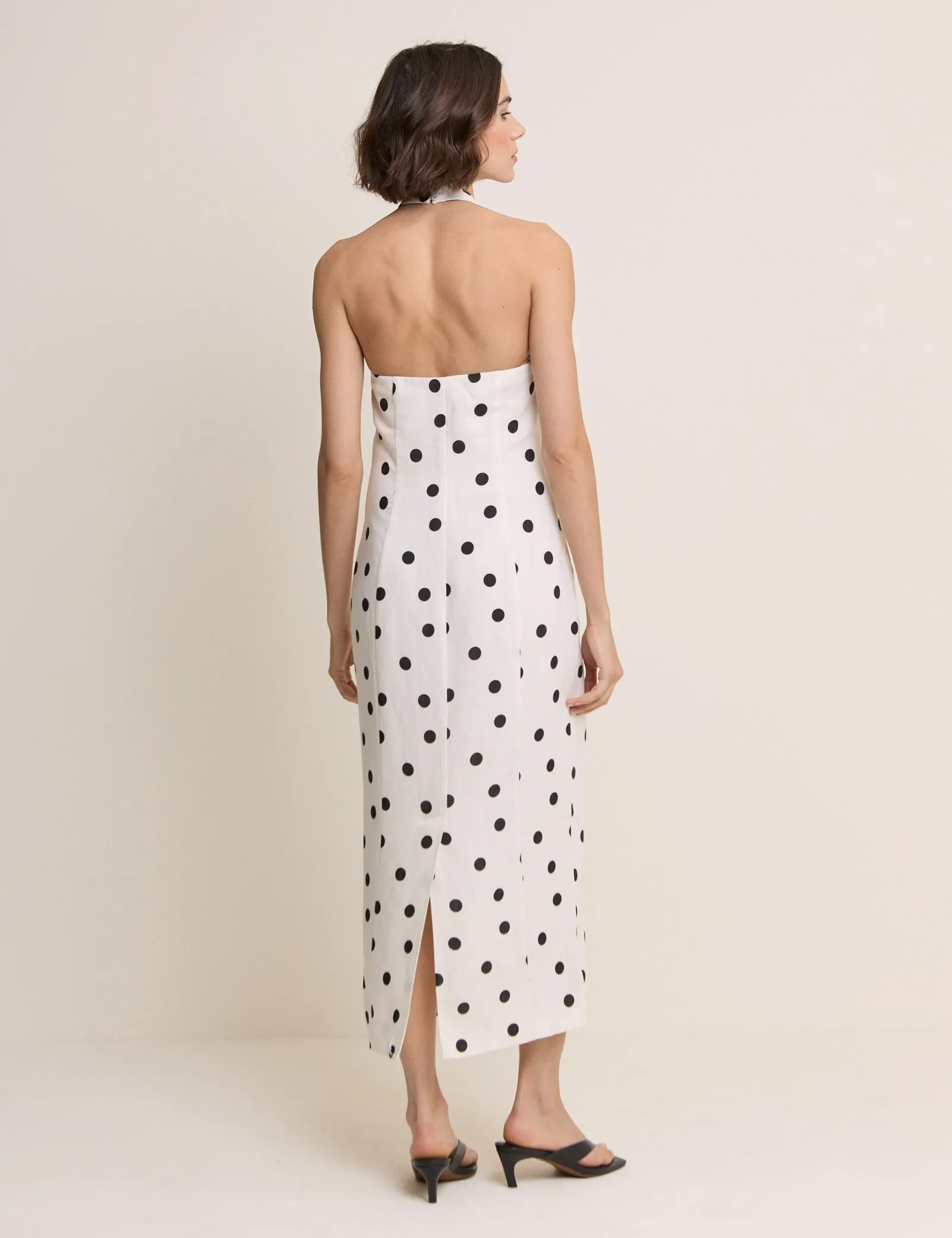 Polka Dot Wrap Neck Tailored Midi Dress sold by Nobody's Child product image thumbnail 5