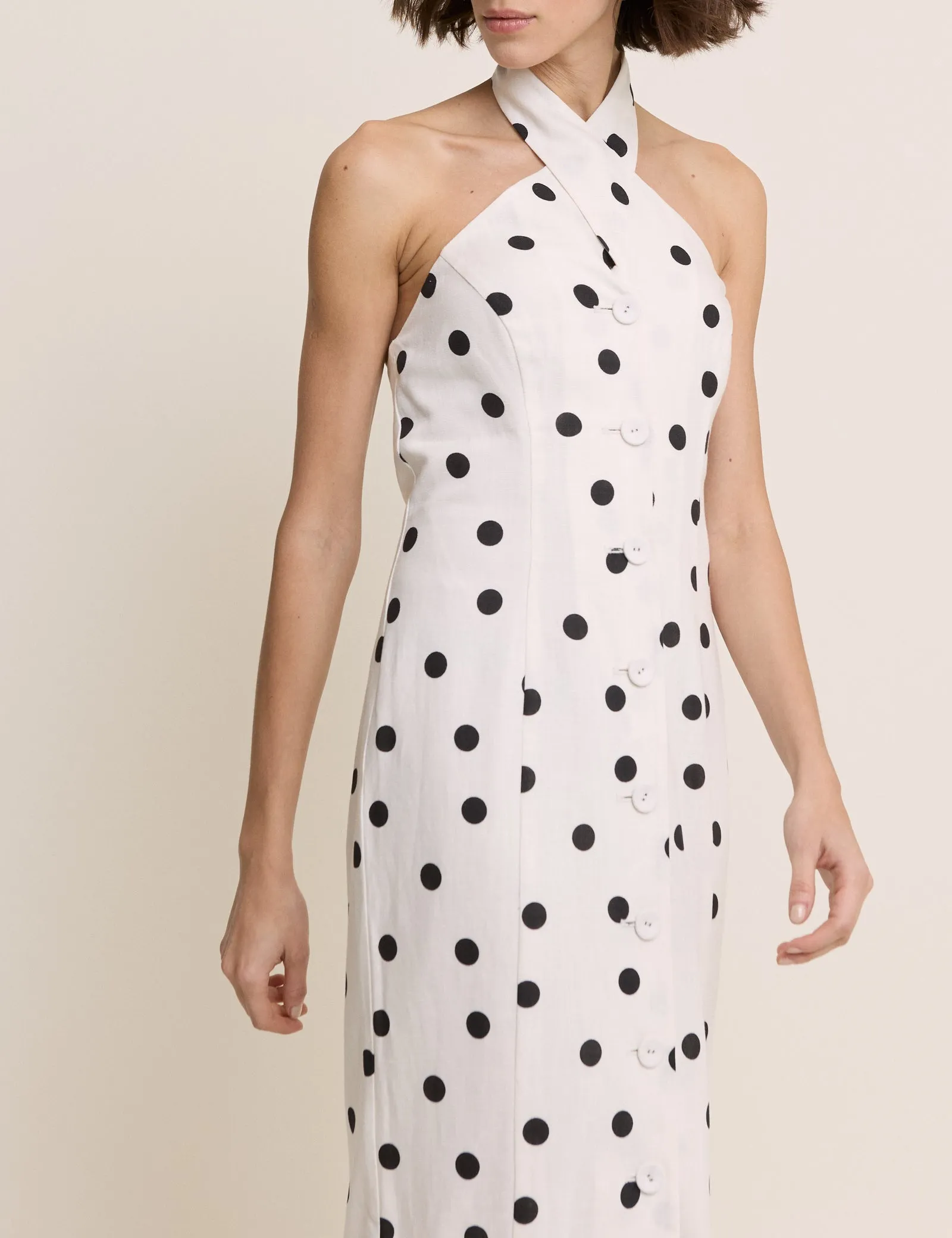 Polka Dot Wrap Neck Tailored Midi Dress sold by Nobody's Child product image thumbnail 3
