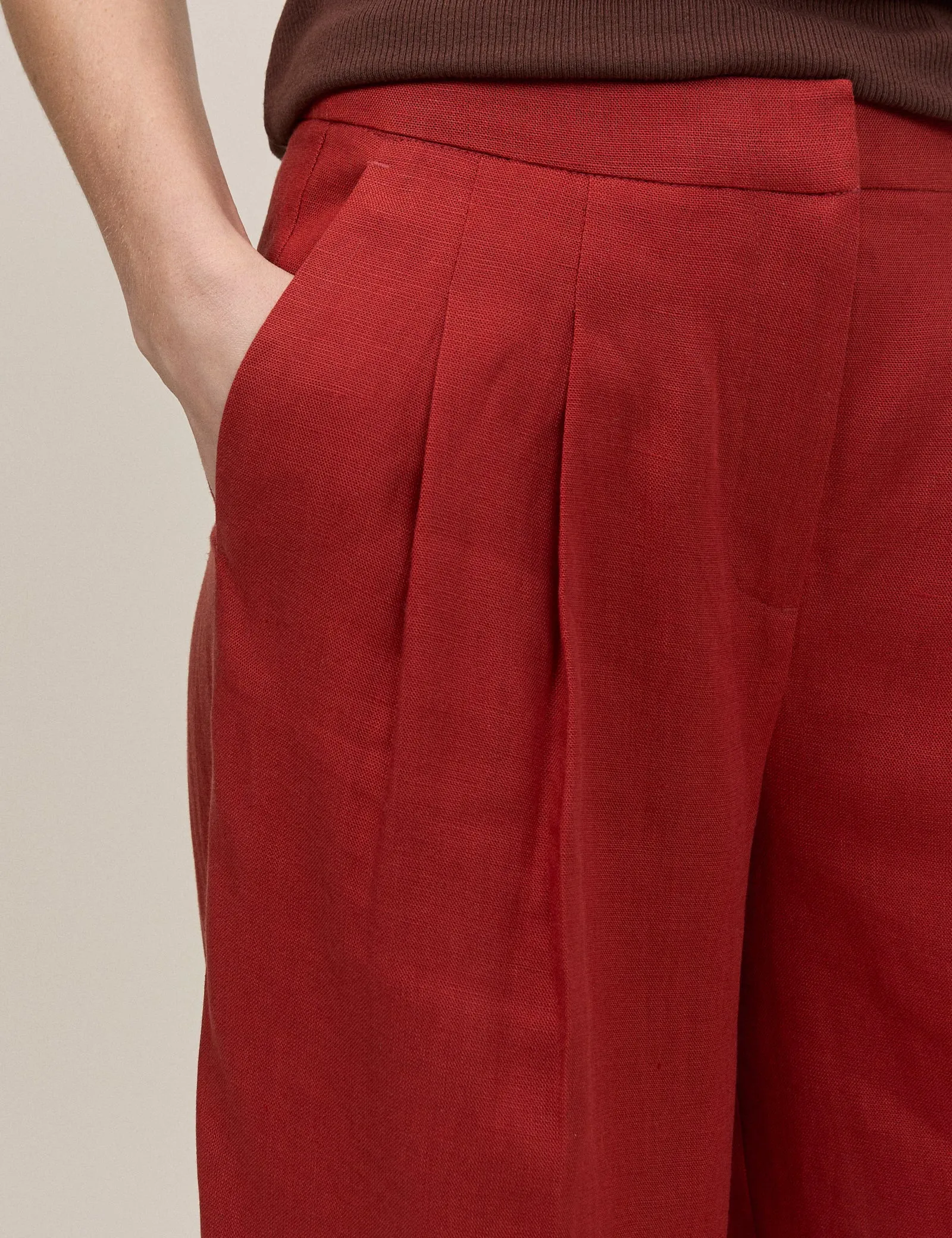 Red Relaxed Wide Leg Tailored Trousers sold by Nobody's Child product image thumbnail 3