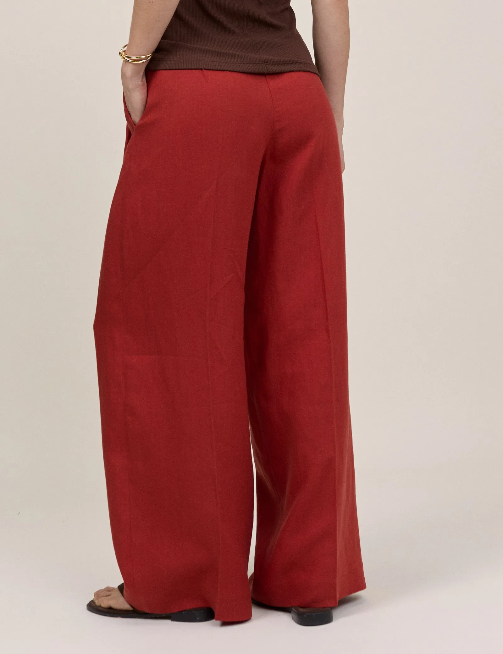 Red Relaxed Wide Leg Tailored Trousers sold by Nobody's Child product image thumbnail 5