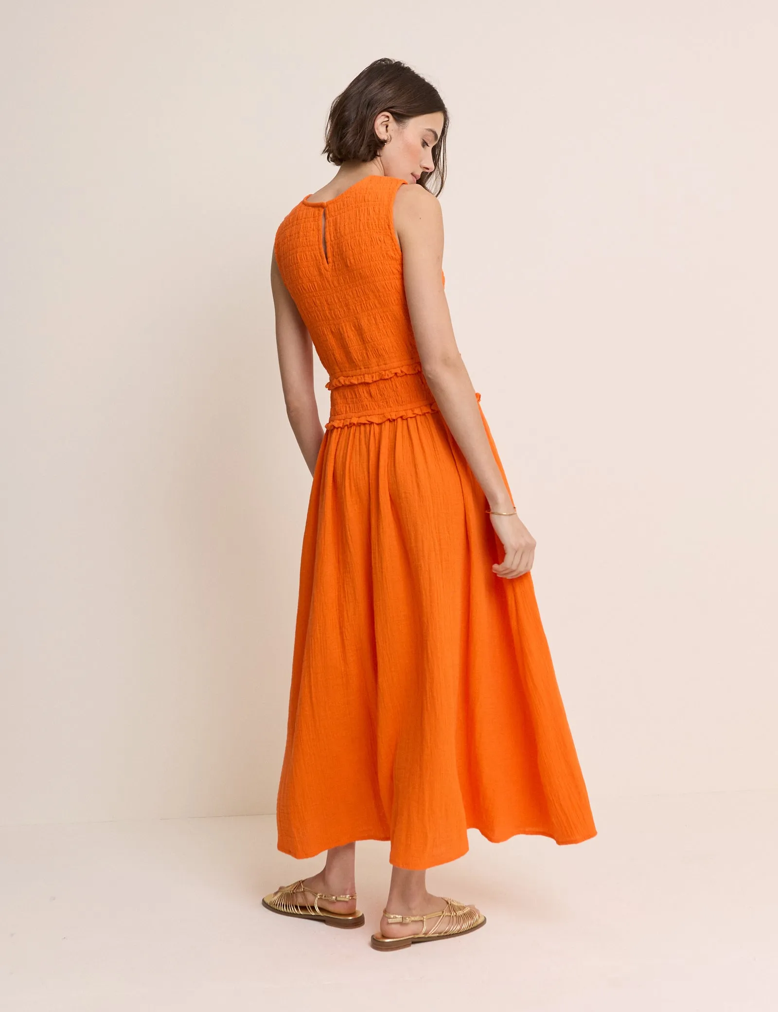 Orange Tiered Ingrid Midi Dress sold by Nobody's Child product image thumbnail 5