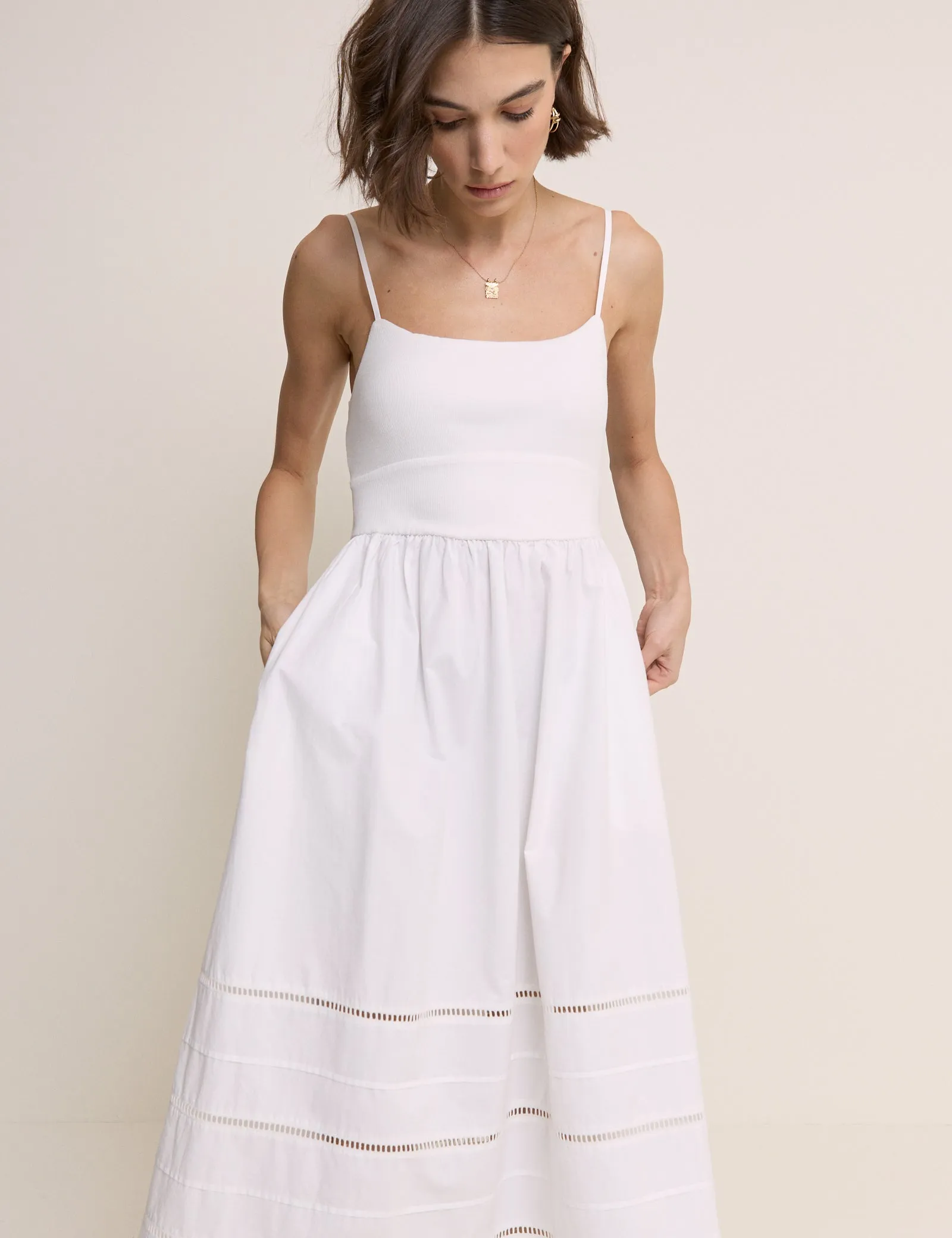 White Strappy Tiered Goldie Midi Dress sold by Nobody's Child product image thumbnail 2