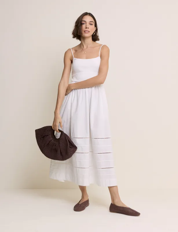 White Strappy Tiered Goldie Midi Dress made by Nobody's Child