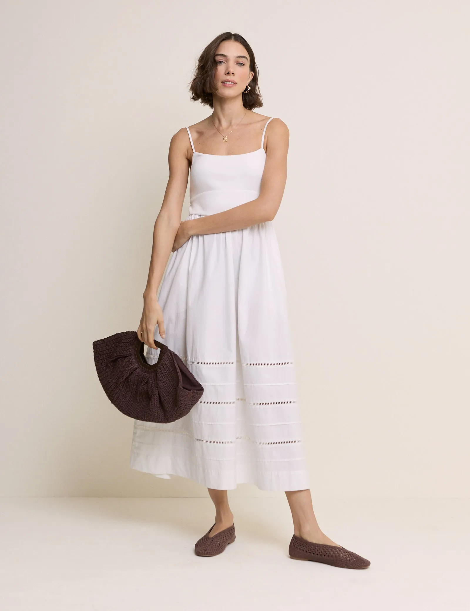 White Strappy Tiered Goldie Midi Dress sold by Nobody's Child