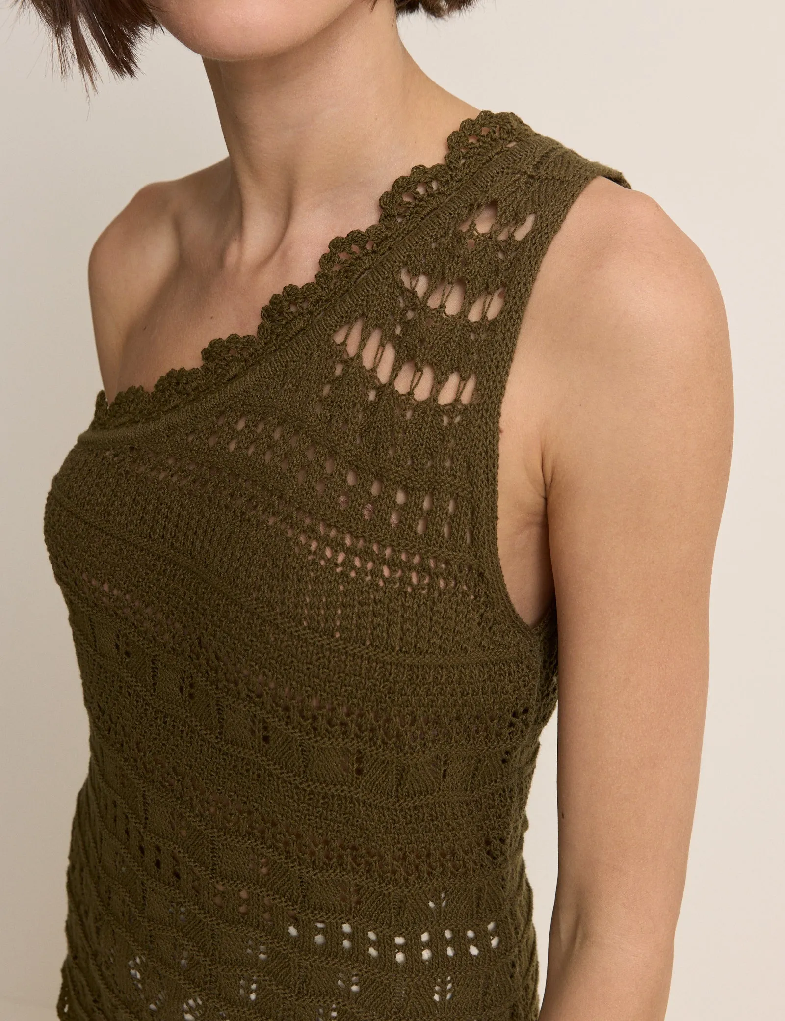 Green One Shoulder Crochet Top sold by Nobody's Child product image thumbnail 4