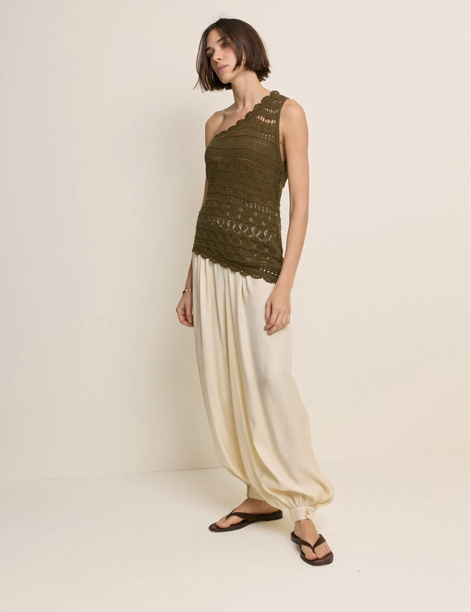 Green One Shoulder Crochet Top sold by Nobody's Child product image thumbnail 3