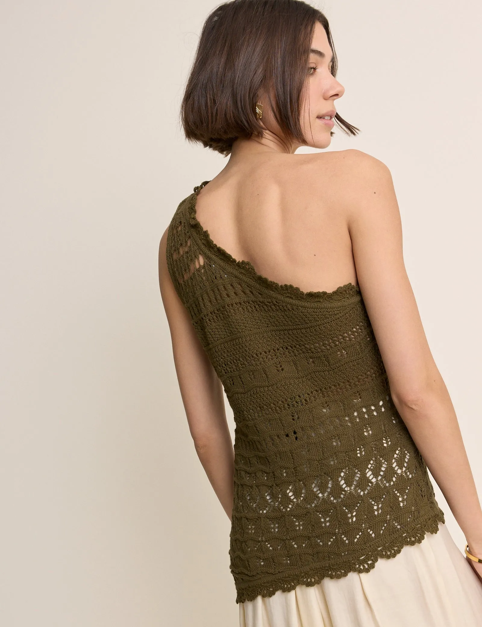 Green One Shoulder Crochet Top sold by Nobody's Child product image thumbnail 5