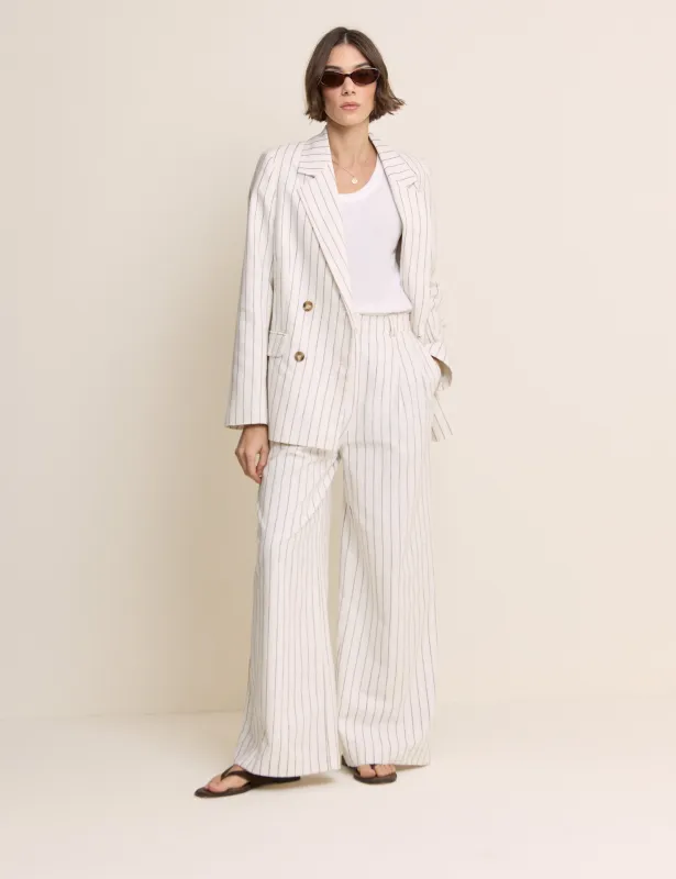 White Pinstripe Double Breasted Blazer made by Nobody's Child