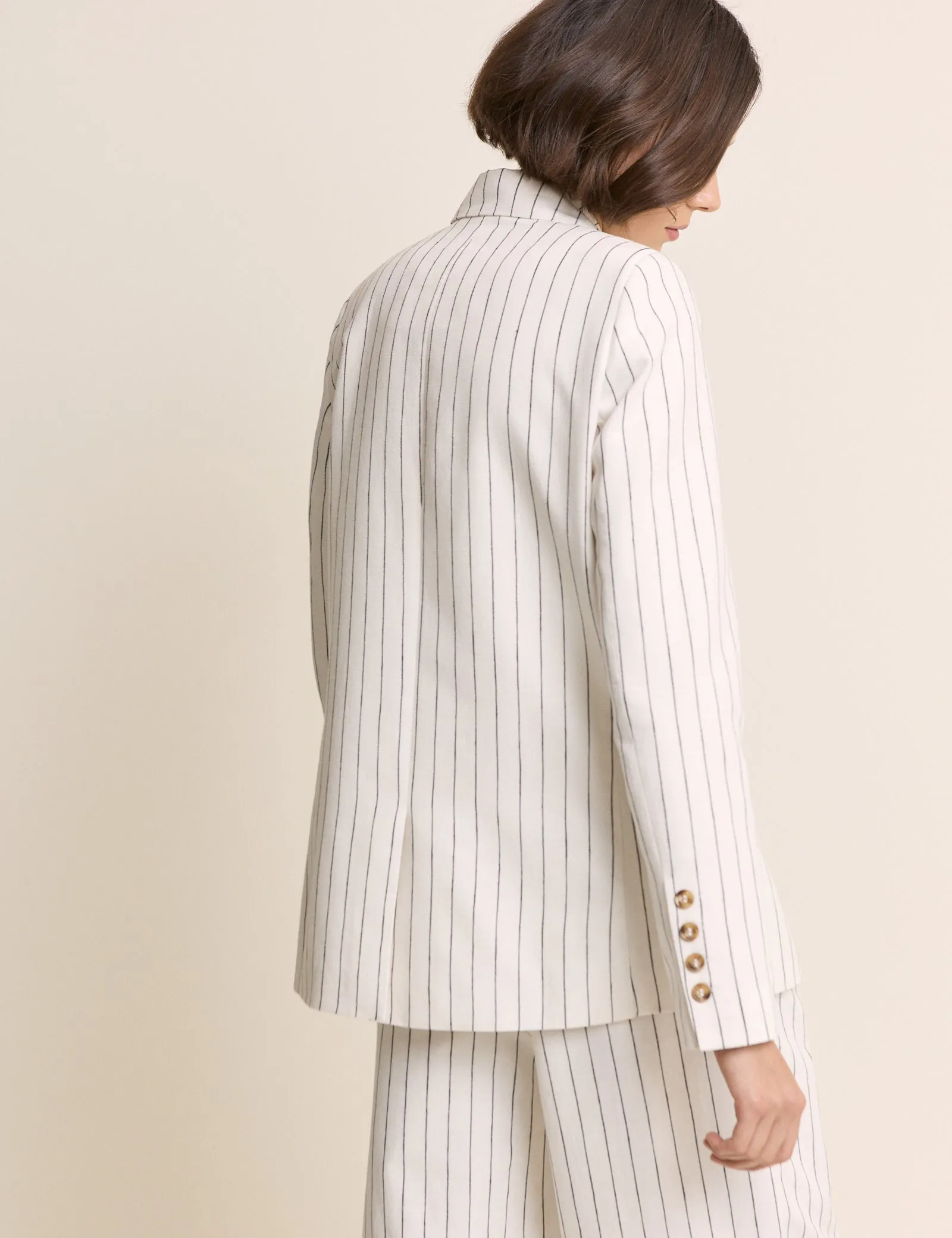 White Pinstripe Double Breasted Blazer sold by Nobody's Child product image thumbnail 5