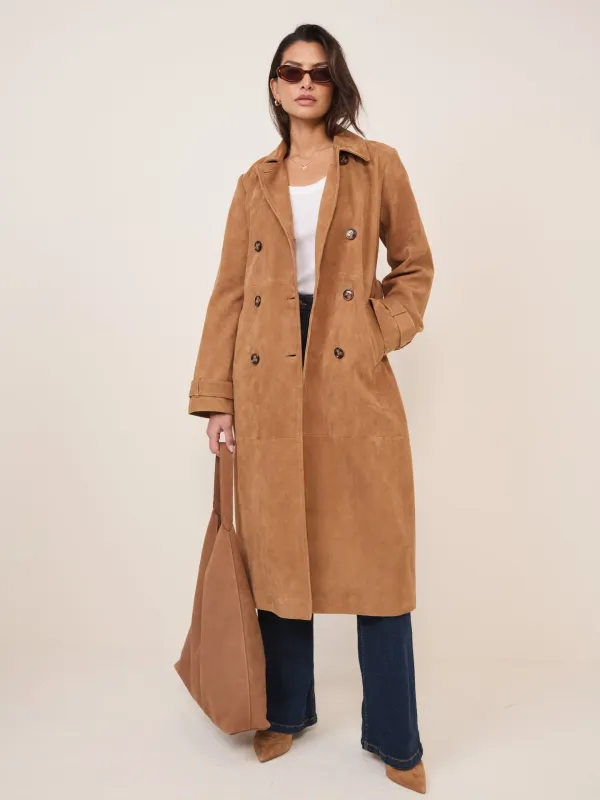 Beige Suede Trench Coat made by Nobody's Child