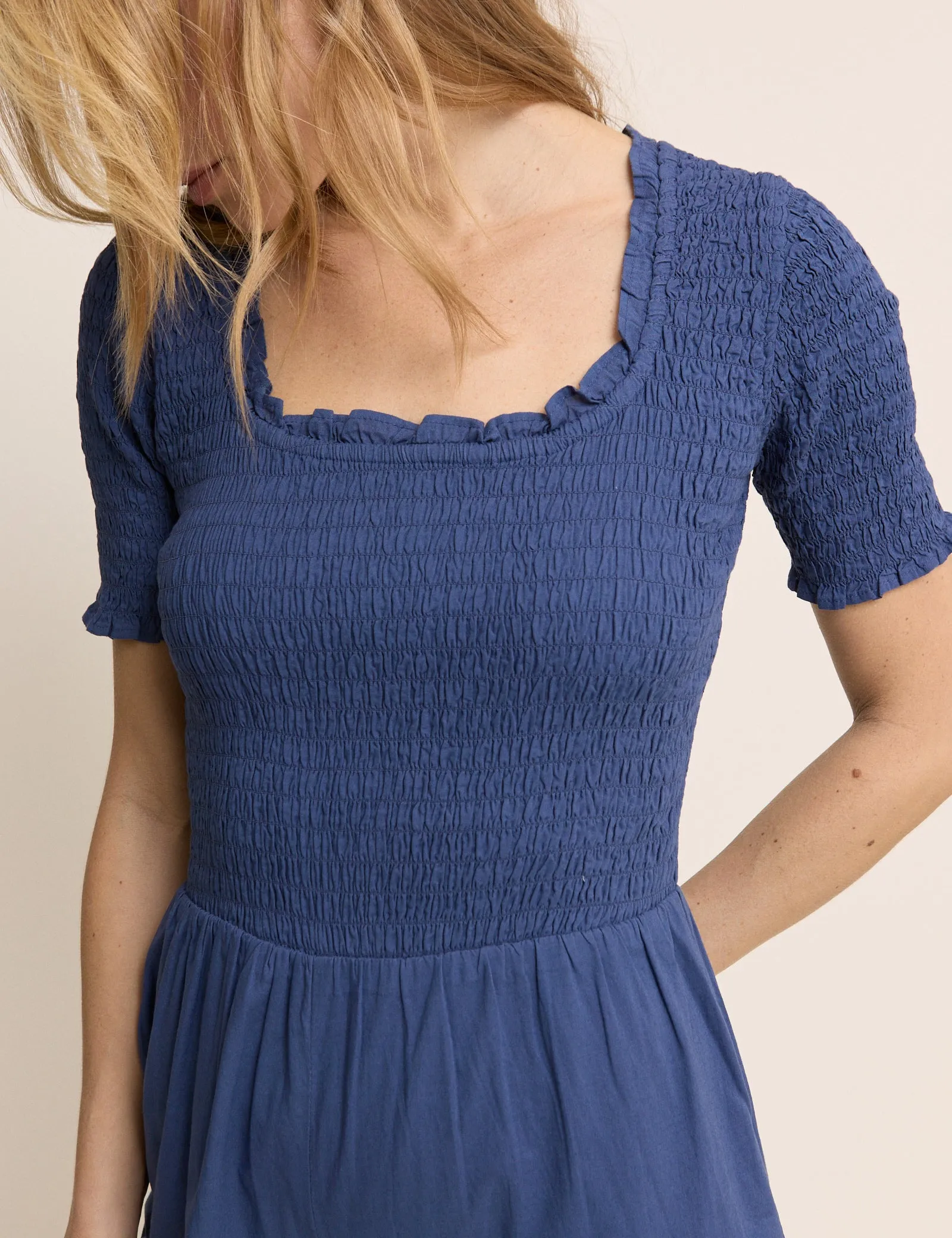 Petite Blue Shirred Wide Leg Zita Jumpsuit sold by Nobody's Child product image thumbnail 4