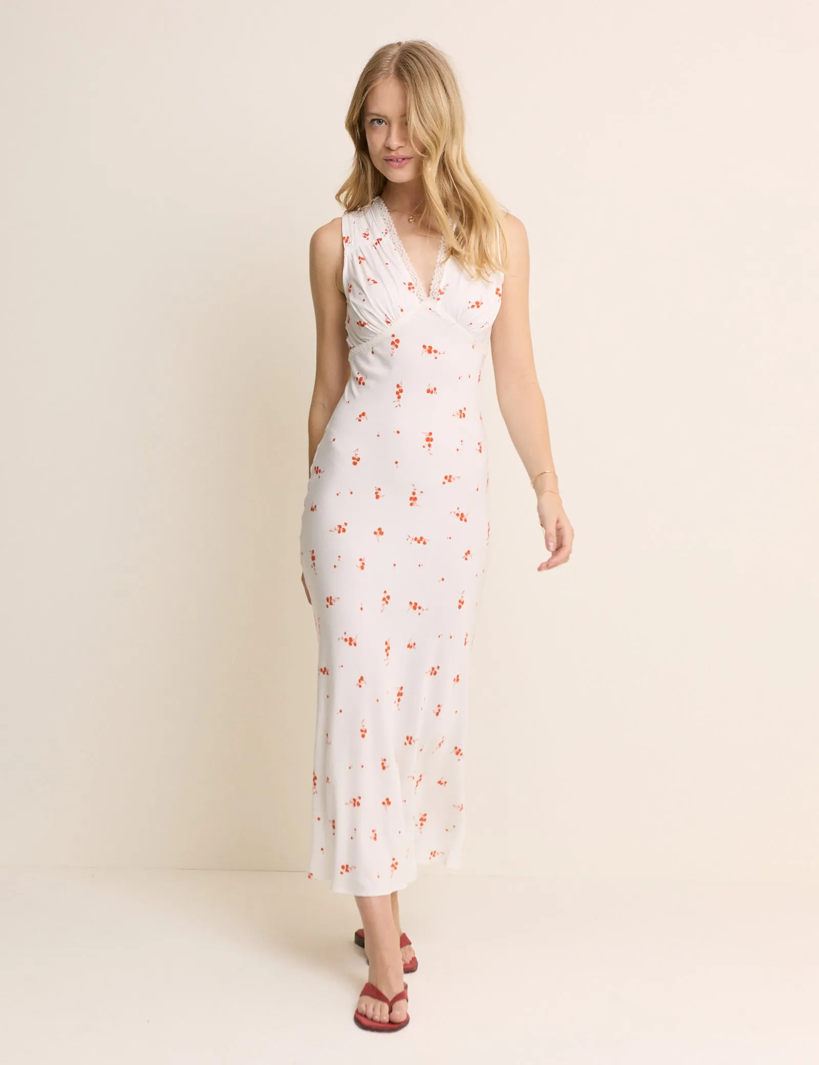 White Cherry Print Ria Midi Dress sold by Nobody's Child product image thumbnail 2