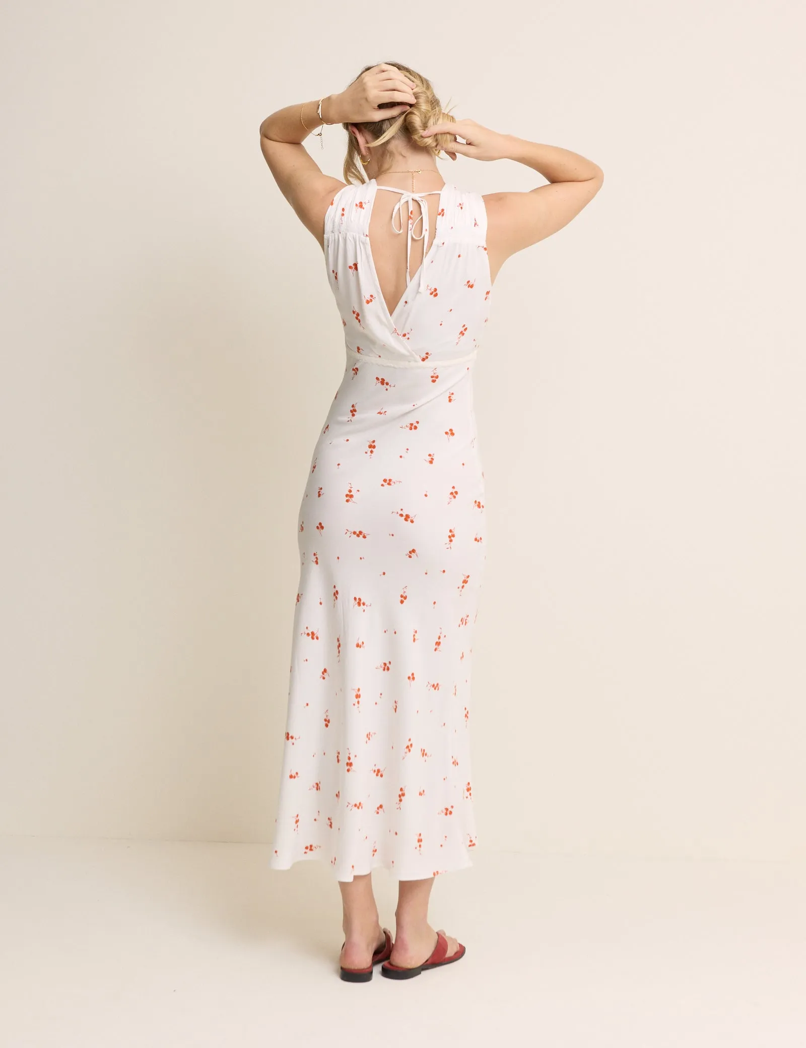White Cherry Print Ria Midi Dress sold by Nobody's Child product image thumbnail 4