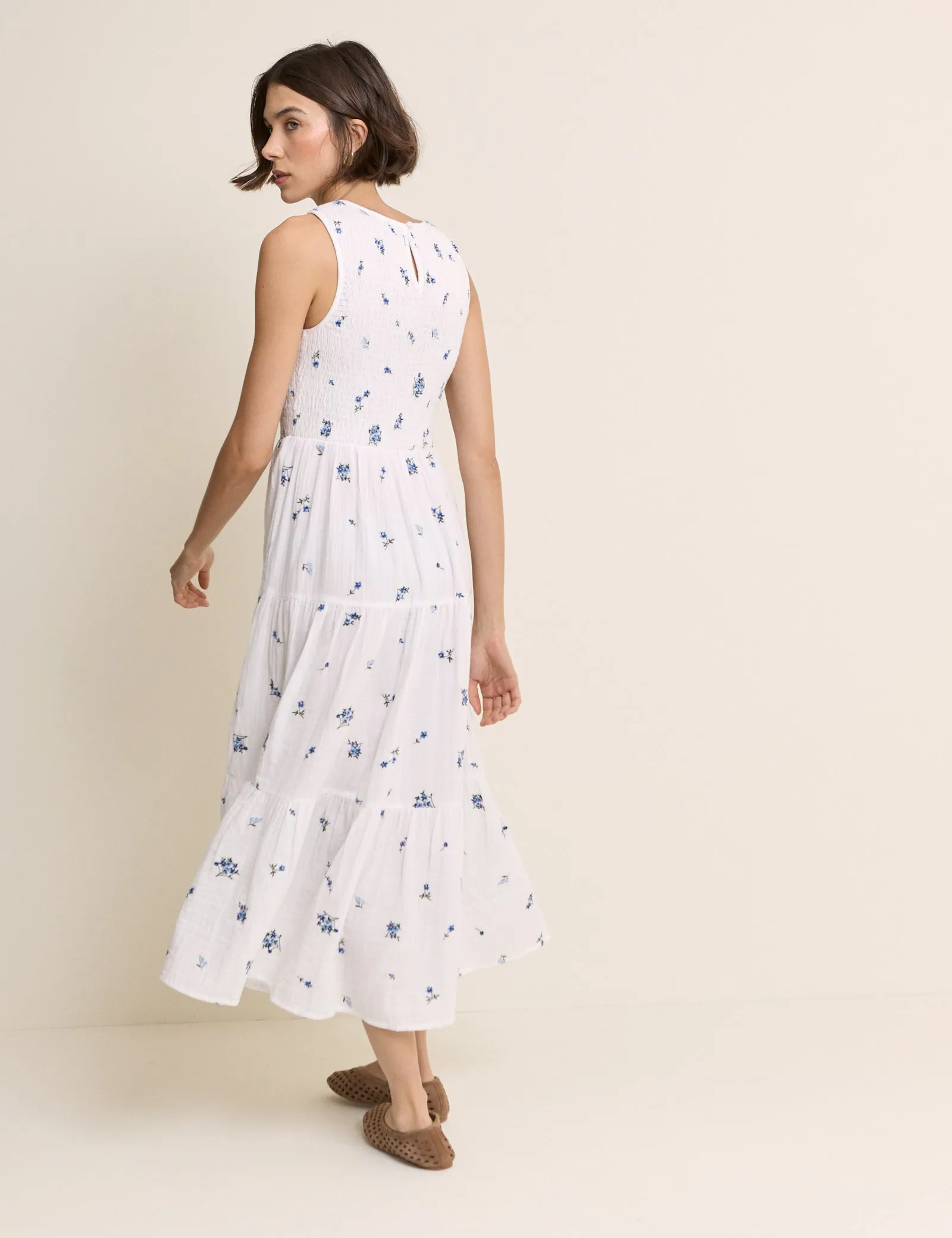 White Floral Embriodered Charlie Midi Dress sold by Nobody's Child product image thumbnail 3