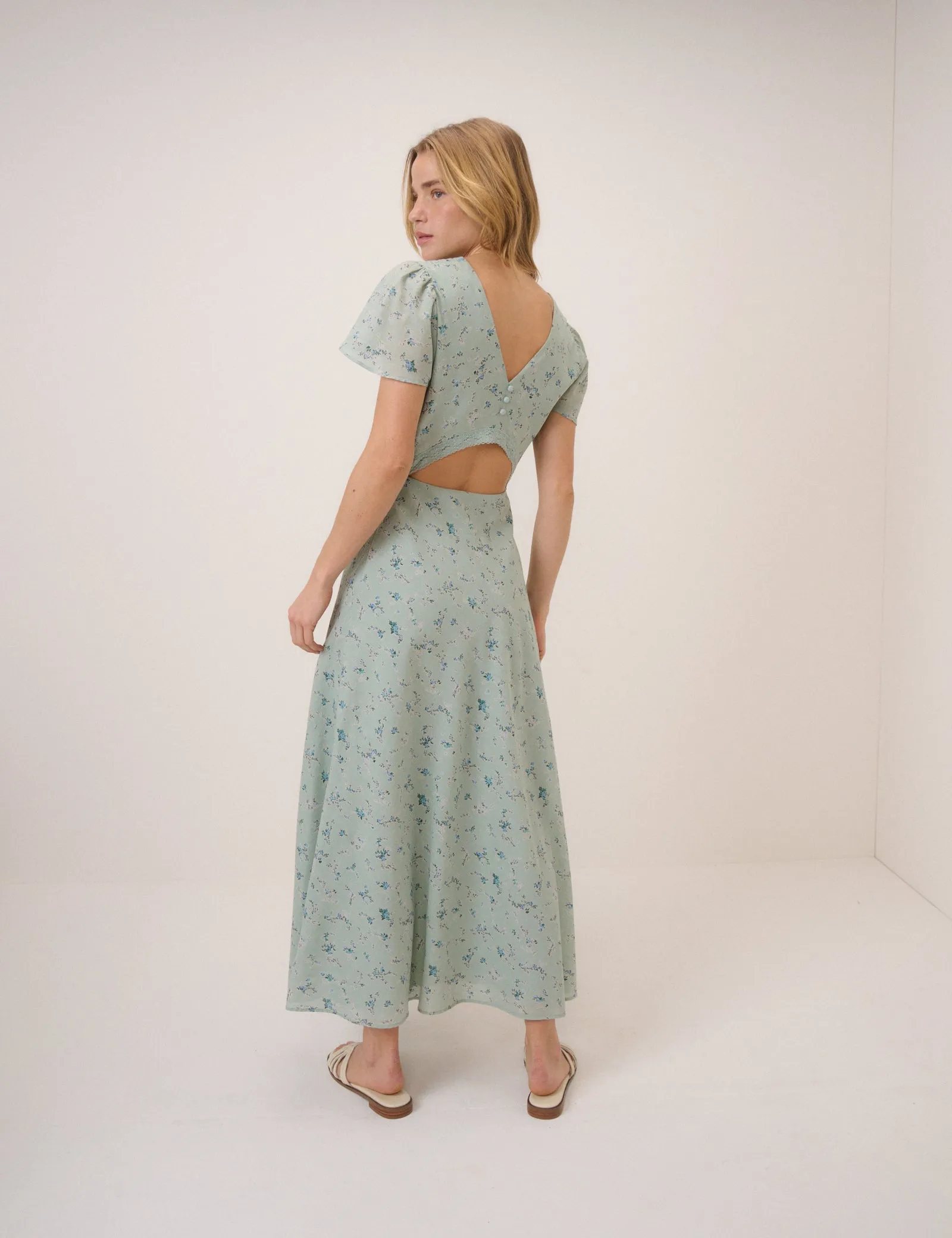 Mint Green Floral Bellinda Midi Dress sold by Nobody's Child product image thumbnail 5