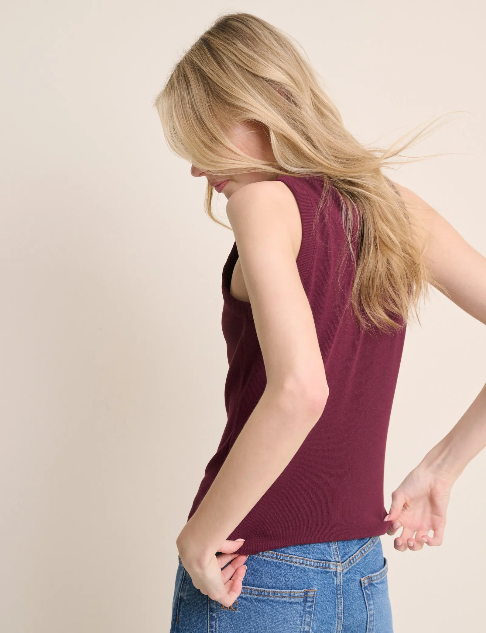 Burgundy Ribbed Racer Vest sold by Nobody's Child product image thumbnail 5