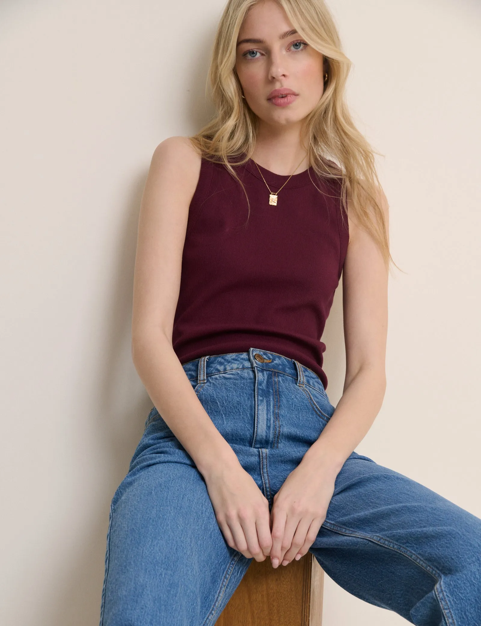 Burgundy Ribbed Racer Vest sold by Nobody's Child