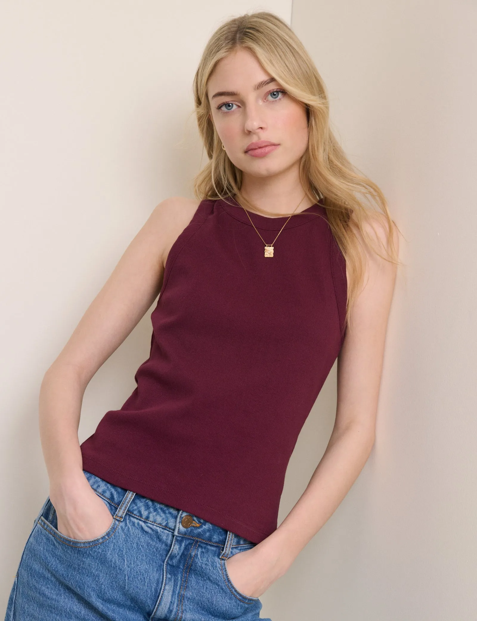 Burgundy Ribbed Racer Vest sold by Nobody's Child product image thumbnail 3