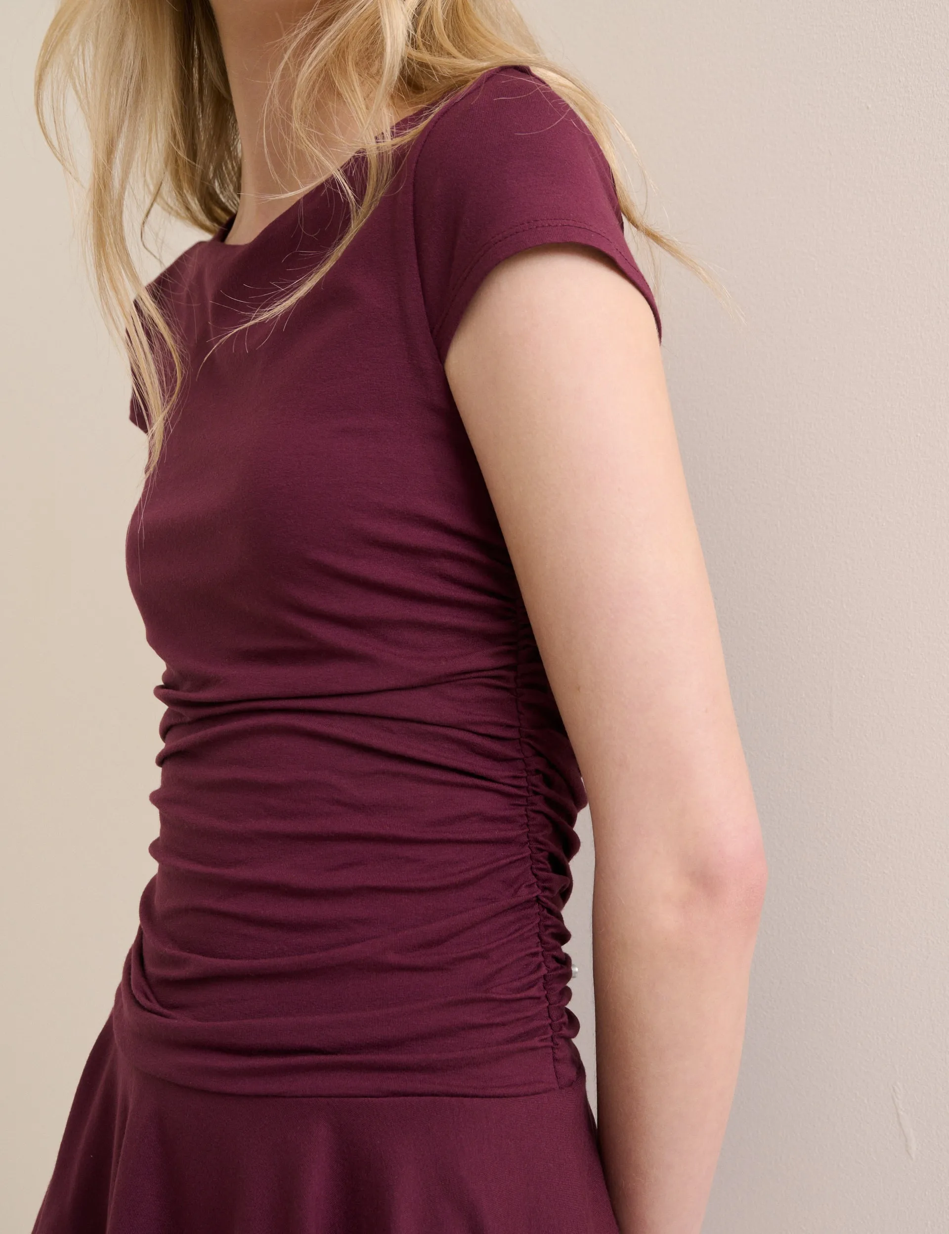 Burgundy Drop Waist Jersey Yuki Mini Dress sold by Nobody's Child product image thumbnail 2