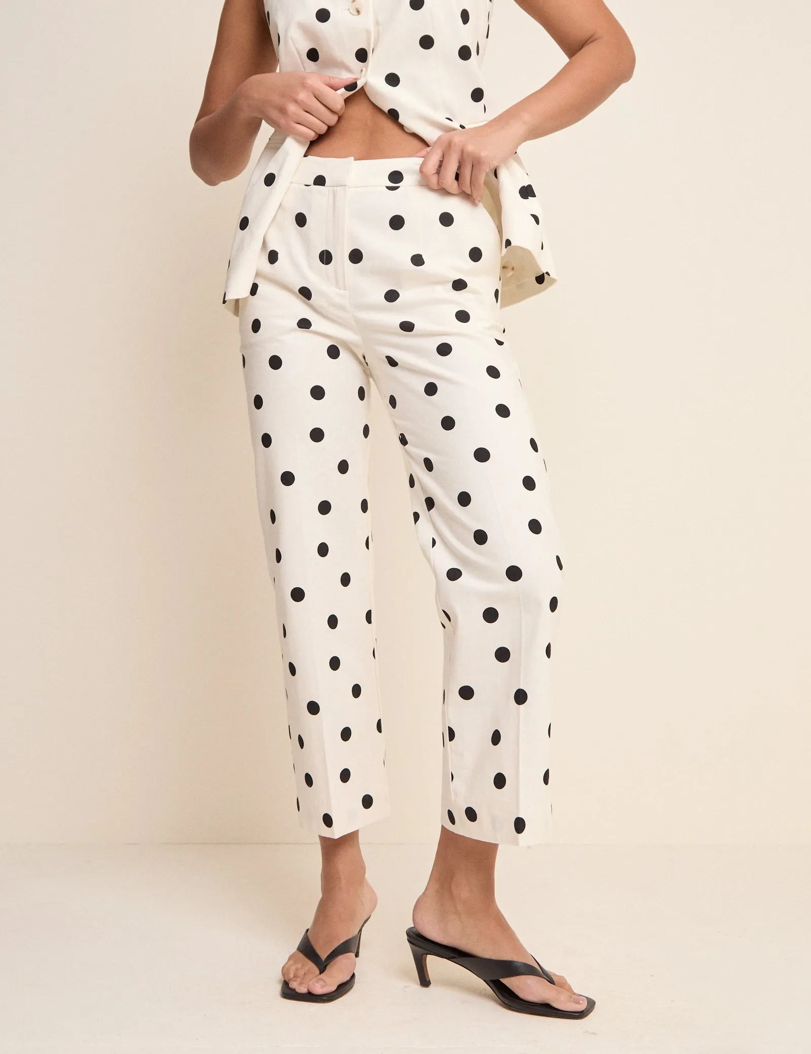 White Polka Dot Cigarette Trousers sold by Nobody's Child product image thumbnail 2