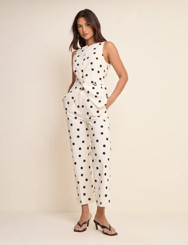 White Polka Dot Cigarette Trousers made by Nobody's Child