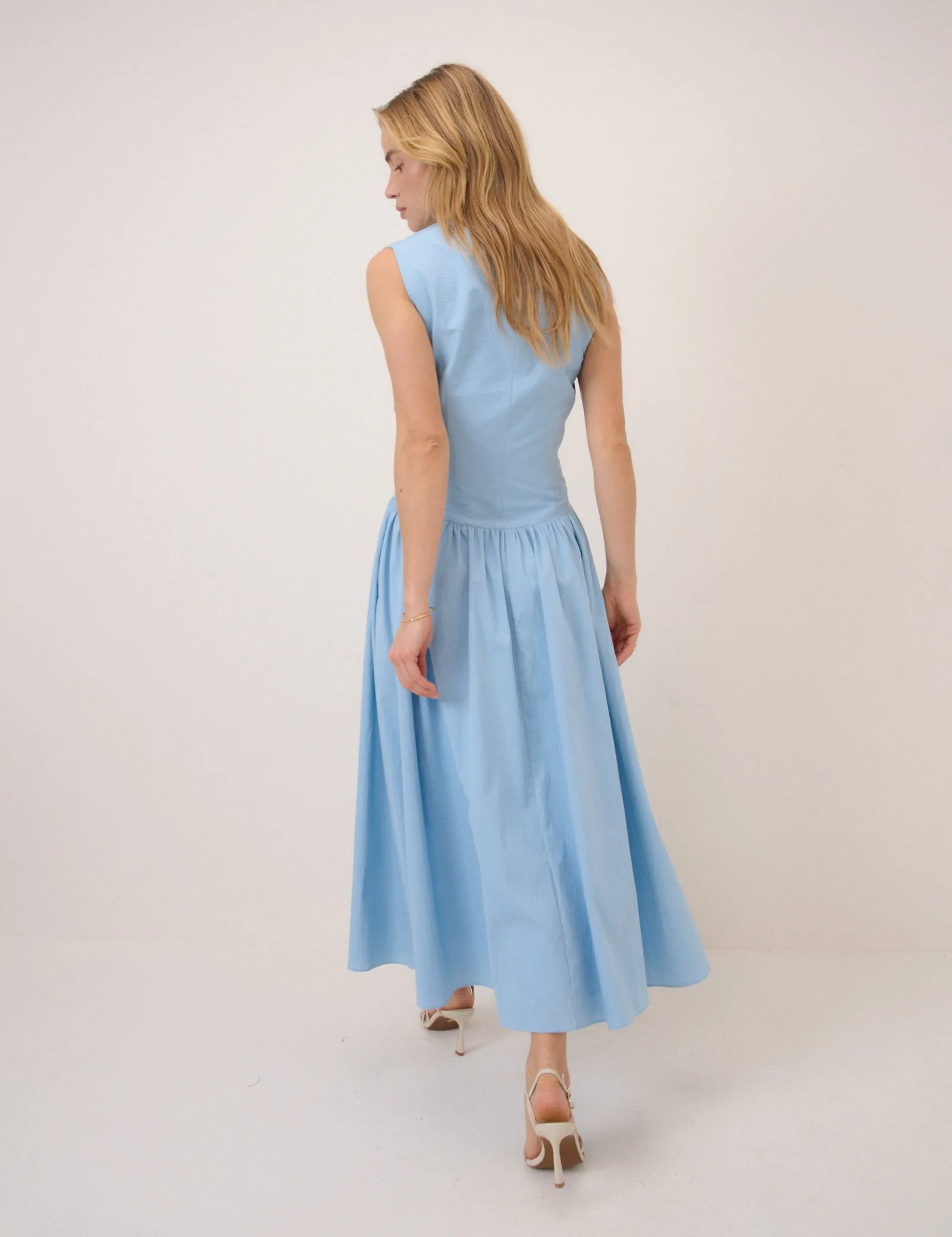 Light Blue Drop Waist Lefka Maxi Dress sold by Nobody's Child product image thumbnail 4