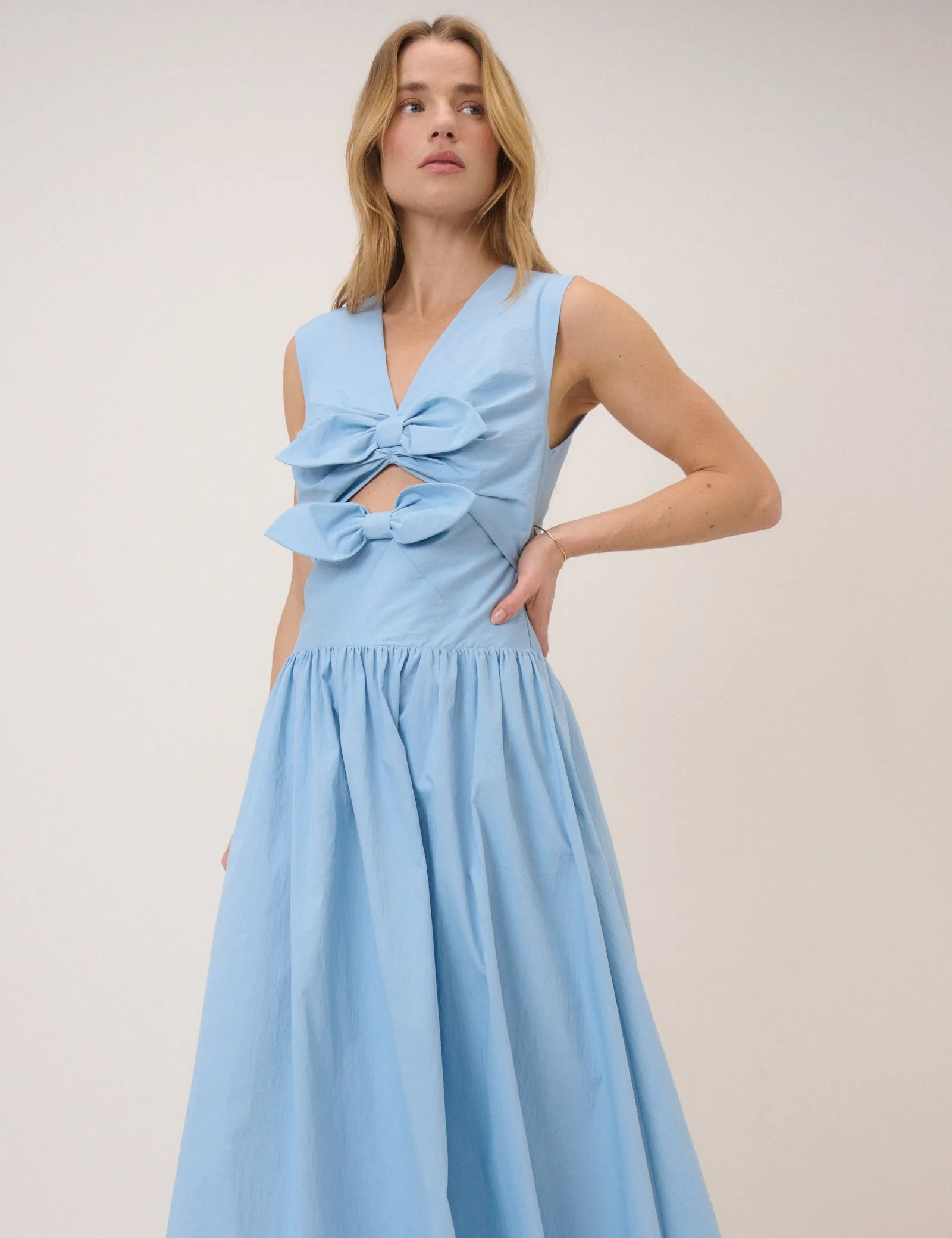Light Blue Drop Waist Lefka Maxi Dress sold by Nobody's Child product image thumbnail 5