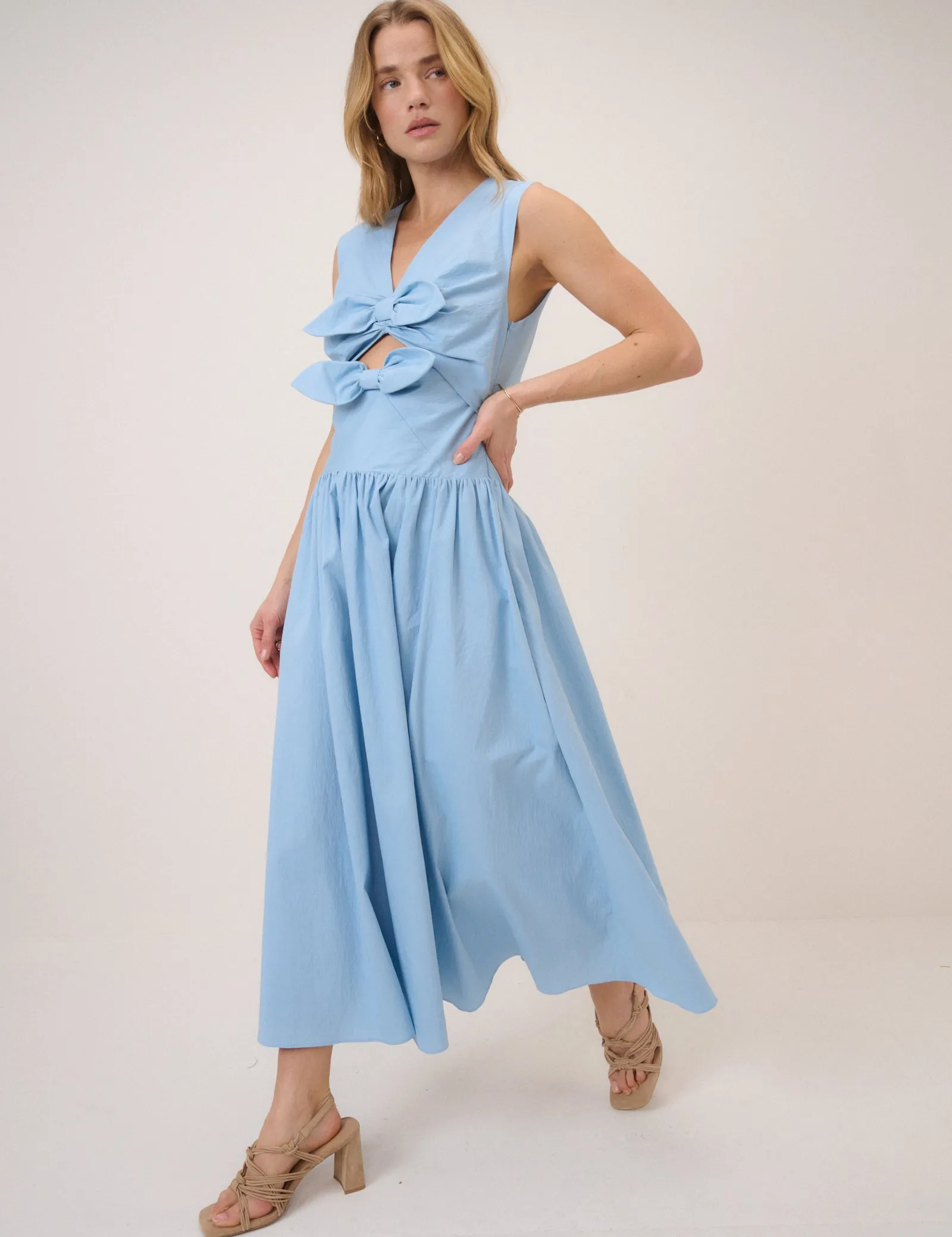 Light Blue Drop Waist Lefka Maxi Dress sold by Nobody's Child product image thumbnail 3
