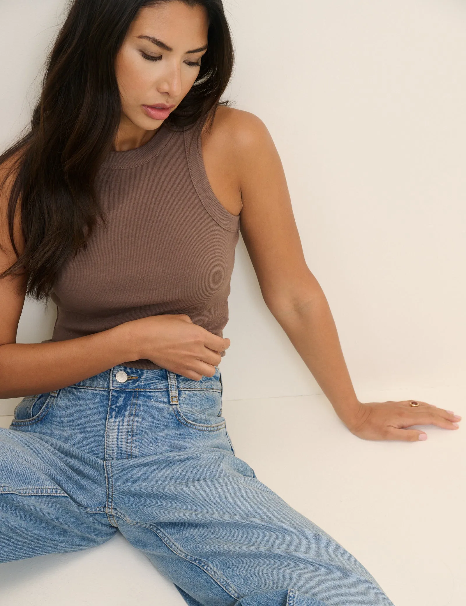 Brown Cropped Ribbed Racer Vest sold by Nobody's Child product image thumbnail 3