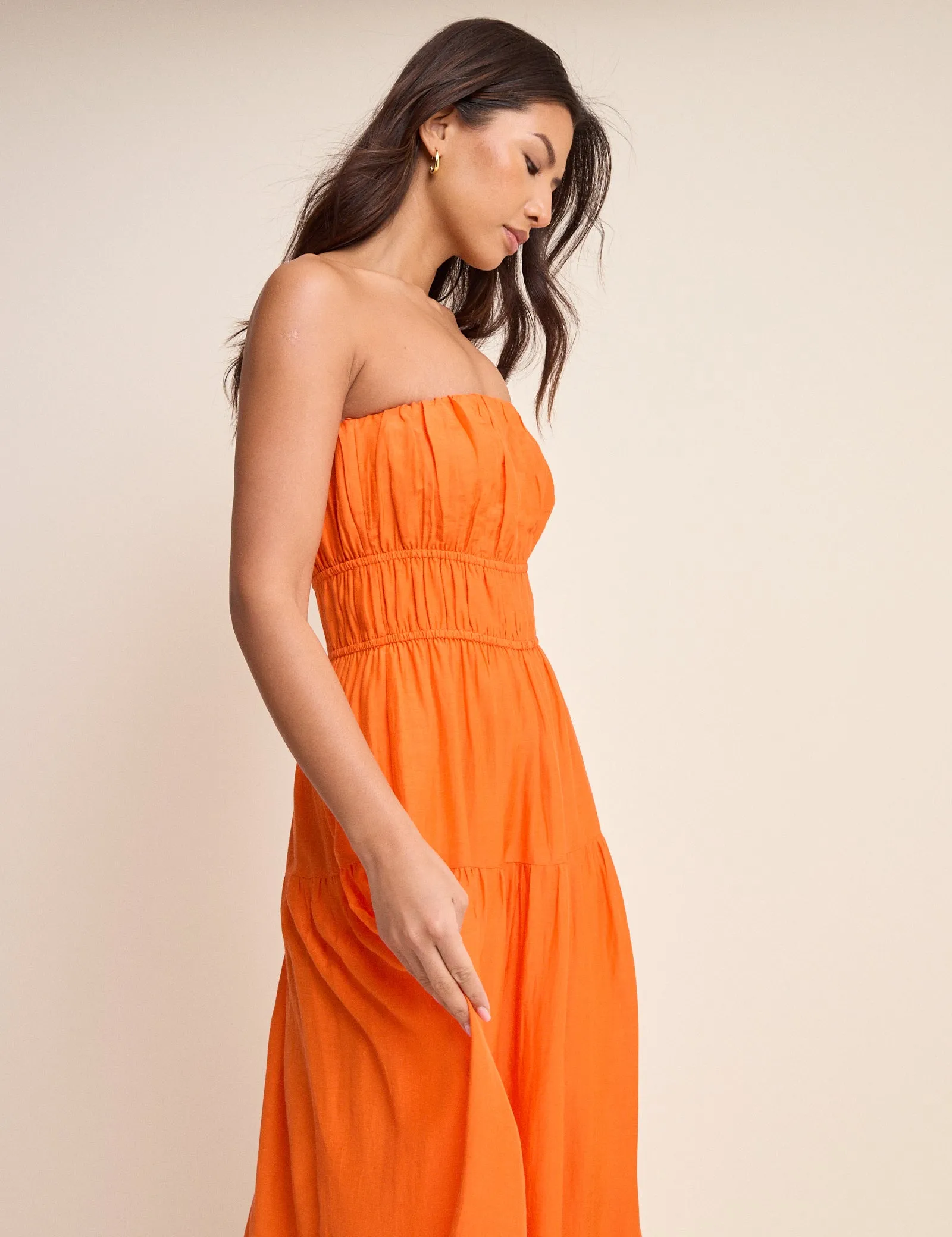 Orange Tiered Bandeau Tabitha Maxi Dress sold by Nobody's Child product image thumbnail 2