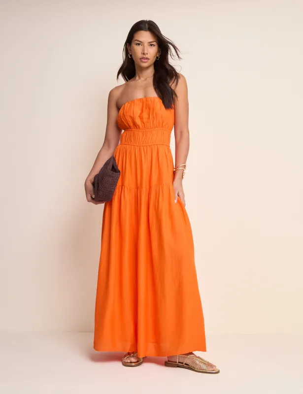 Orange Tiered Bandeau Tabitha Maxi Dress made by Nobody's Child